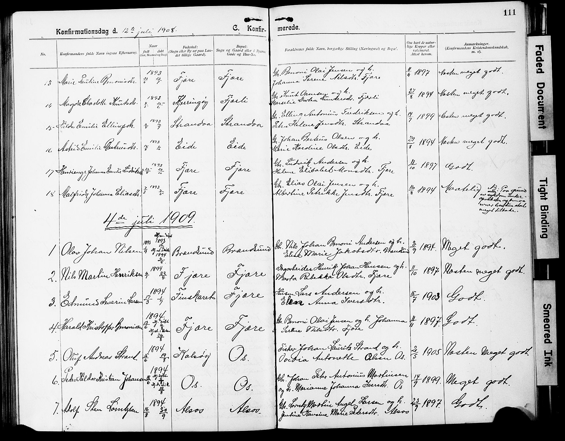 Ministerialprotokoller, klokkerbøker og fødselsregistre - Nordland, SAT/A-1459/803/L0077: Parish register (copy) no. 803C04, 1897-1930, p. 111