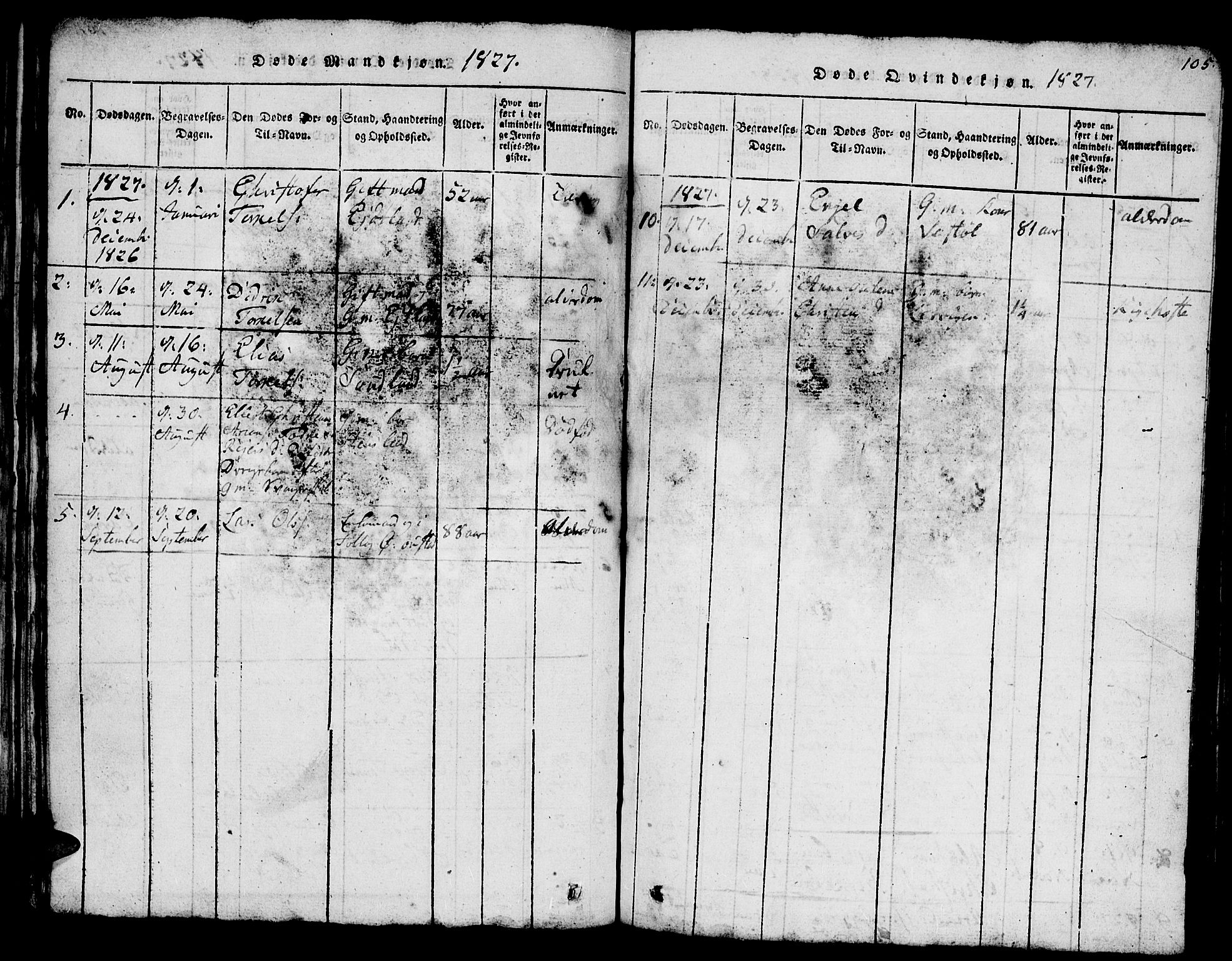 Lyngdal sokneprestkontor, AV/SAK-1111-0029/F/Fb/Fba/L0001: Parish register (copy) no. B 1, 1816-1876, p. 105