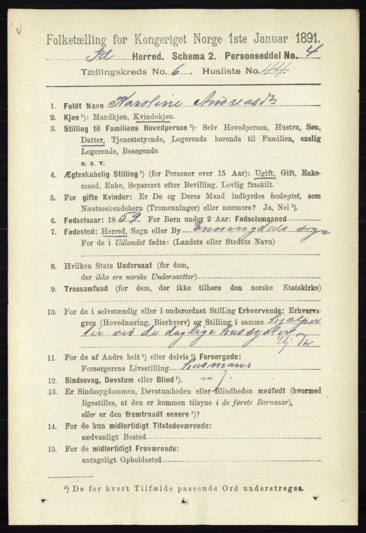 RA, 1891 census for 0117 Idd, 1891, p. 3899