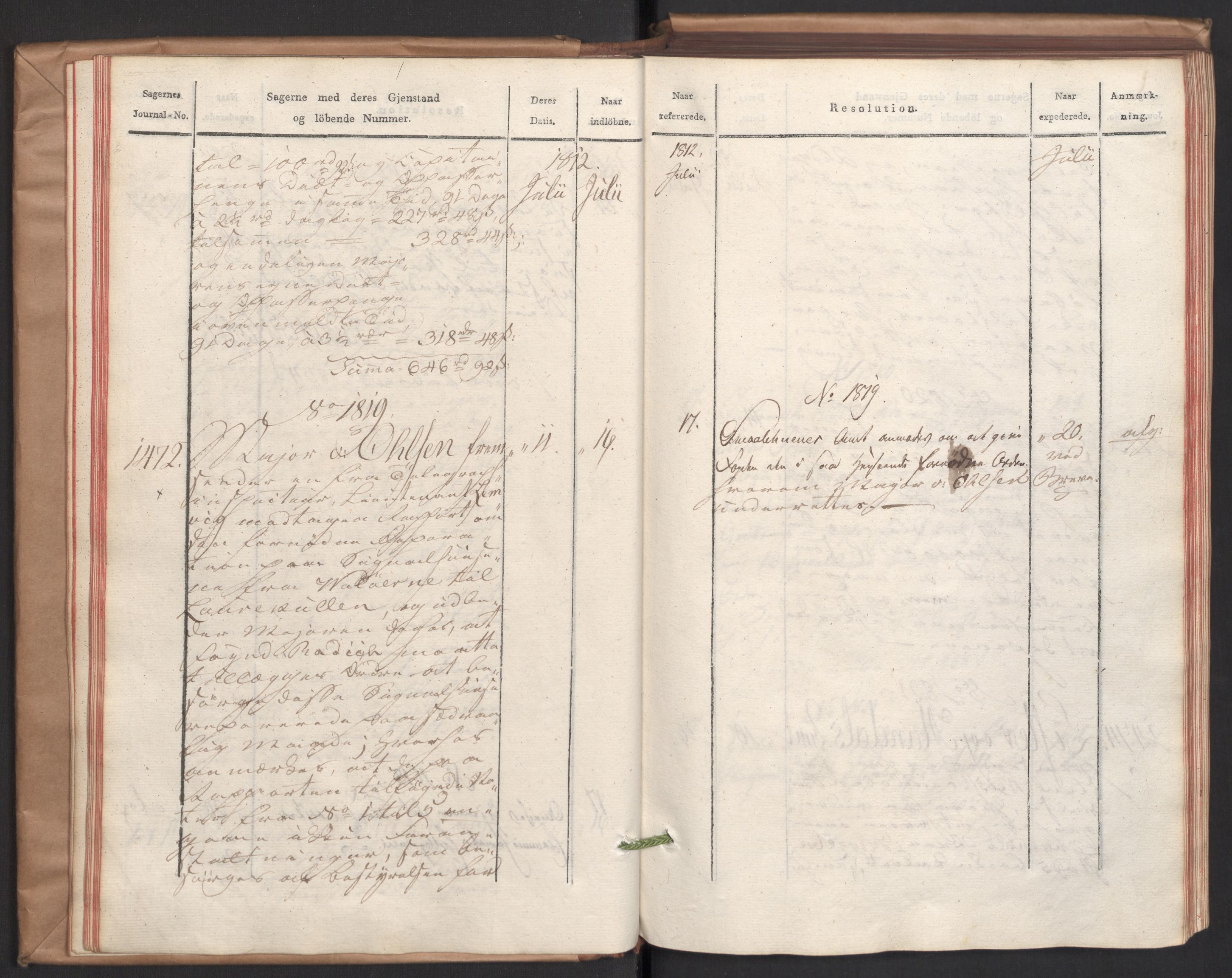 Stattholderembetet 1810-1814, 2. kontor (Kontor B), AV/RA-EA-5432/Ab/L0004: Referatprotokoll,  j.nr. 1449-1801,  l.nr. 1781-2289, 1812, p. 23