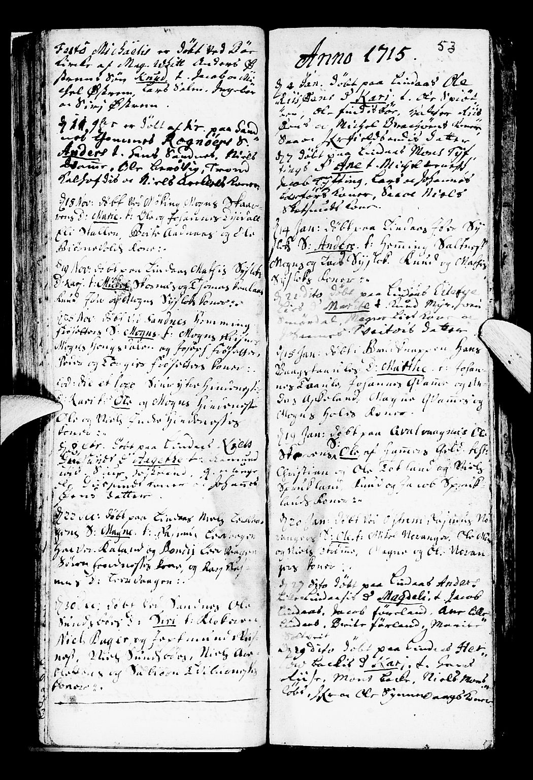 Lindås Sokneprestembete, SAB/A-76701/H/Haa: Parish register (official) no. A 1, 1699-1746, p. 53