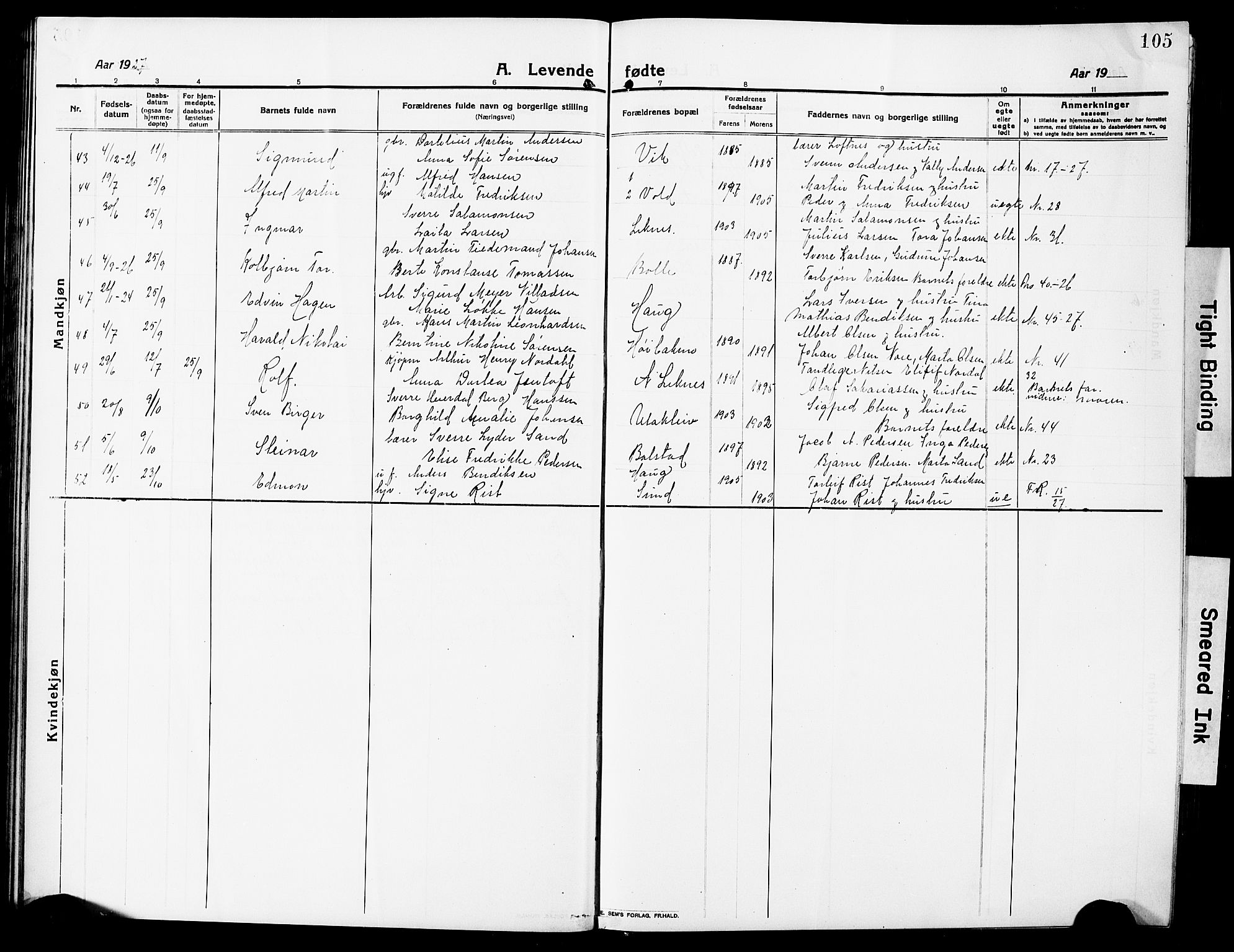 Ministerialprotokoller, klokkerbøker og fødselsregistre - Nordland, AV/SAT-A-1459/881/L1169: Parish register (copy) no. 881C06, 1912-1930, p. 105