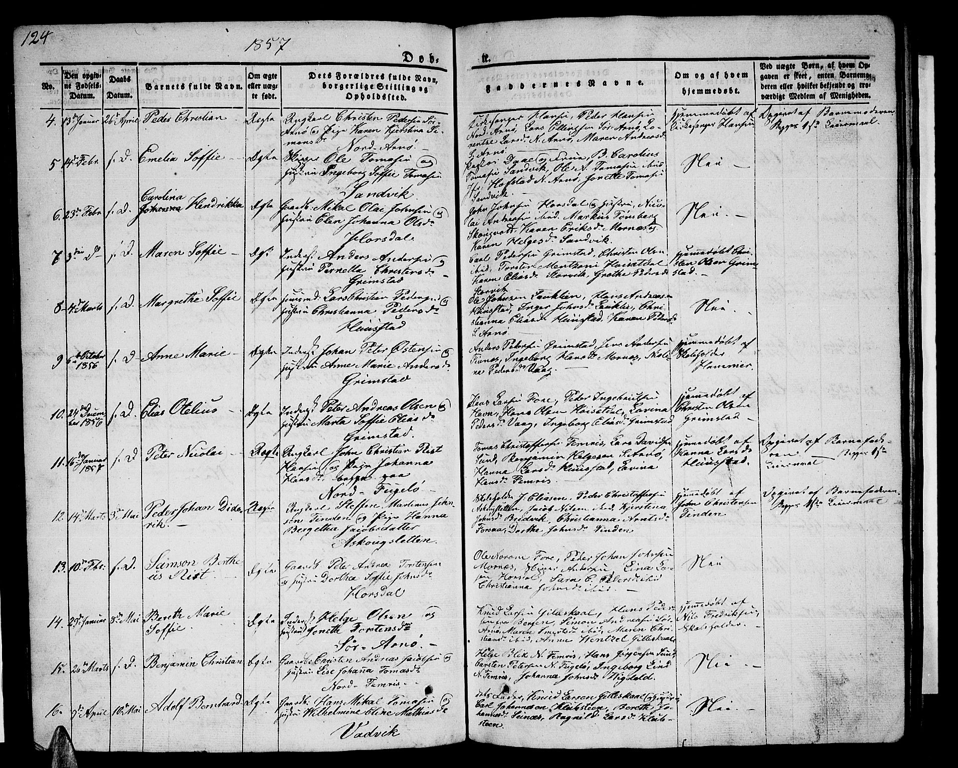 Ministerialprotokoller, klokkerbøker og fødselsregistre - Nordland, SAT/A-1459/805/L0106: Parish register (copy) no. 805C02, 1841-1861, p. 124