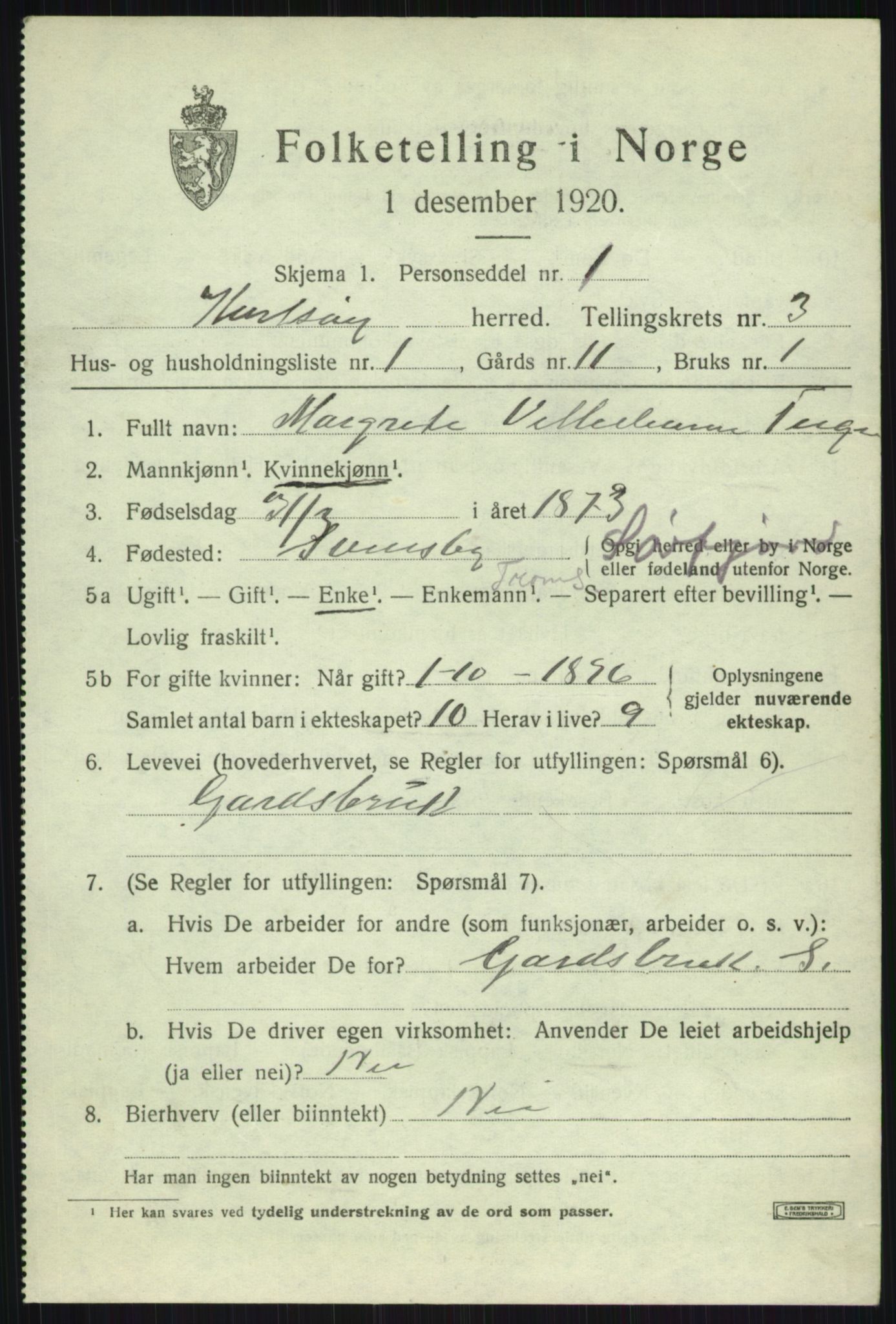 SATØ, 1920 census for Karlsøy, 1920, p. 1750