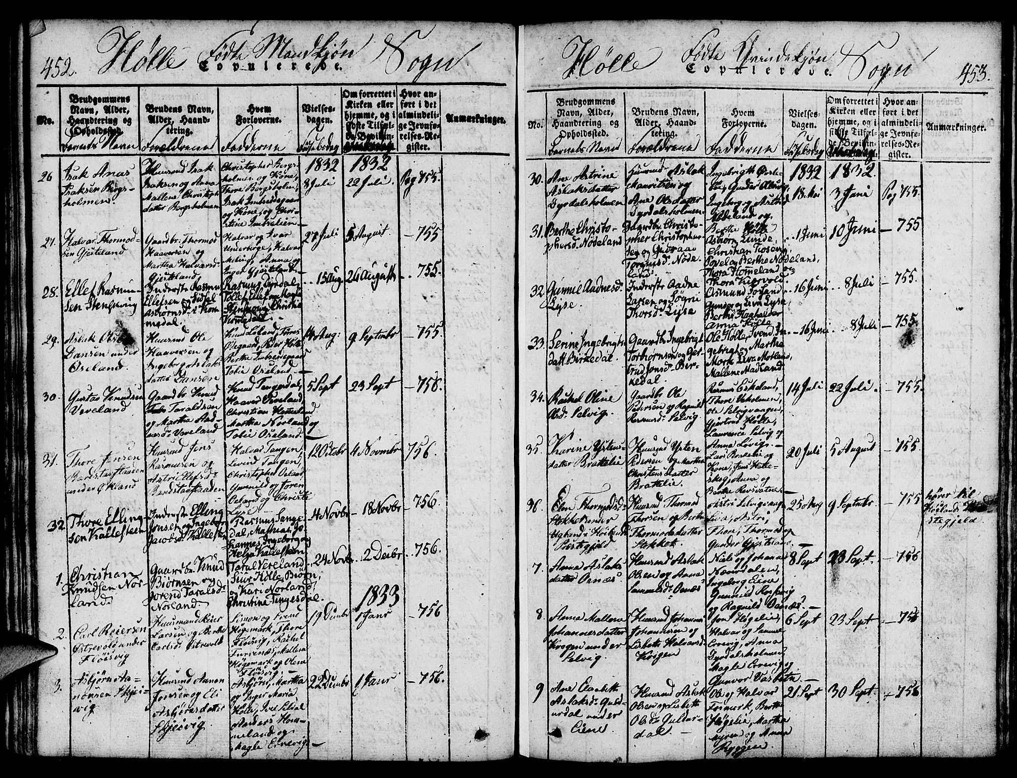 Strand sokneprestkontor, SAST/A-101828/H/Ha/Haa/L0004: Parish register (official) no. A 4 /2, 1816-1833, p. 452-453
