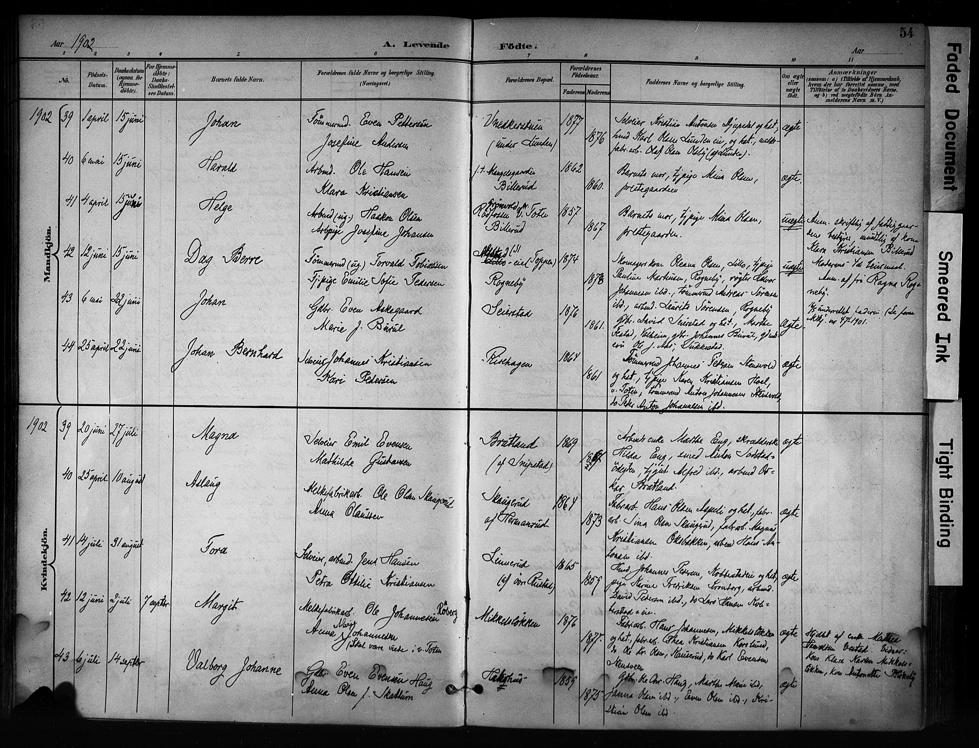 Østre Toten prestekontor, AV/SAH-PREST-104/H/Ha/Haa/L0008: Parish register (official) no. 8, 1897-1909, p. 54