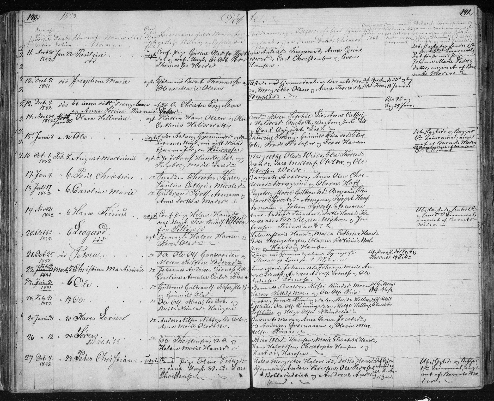 Kongsberg kirkebøker, AV/SAKO-A-22/F/Fa/L0009: Parish register (official) no. I 9, 1839-1858, p. 140-141