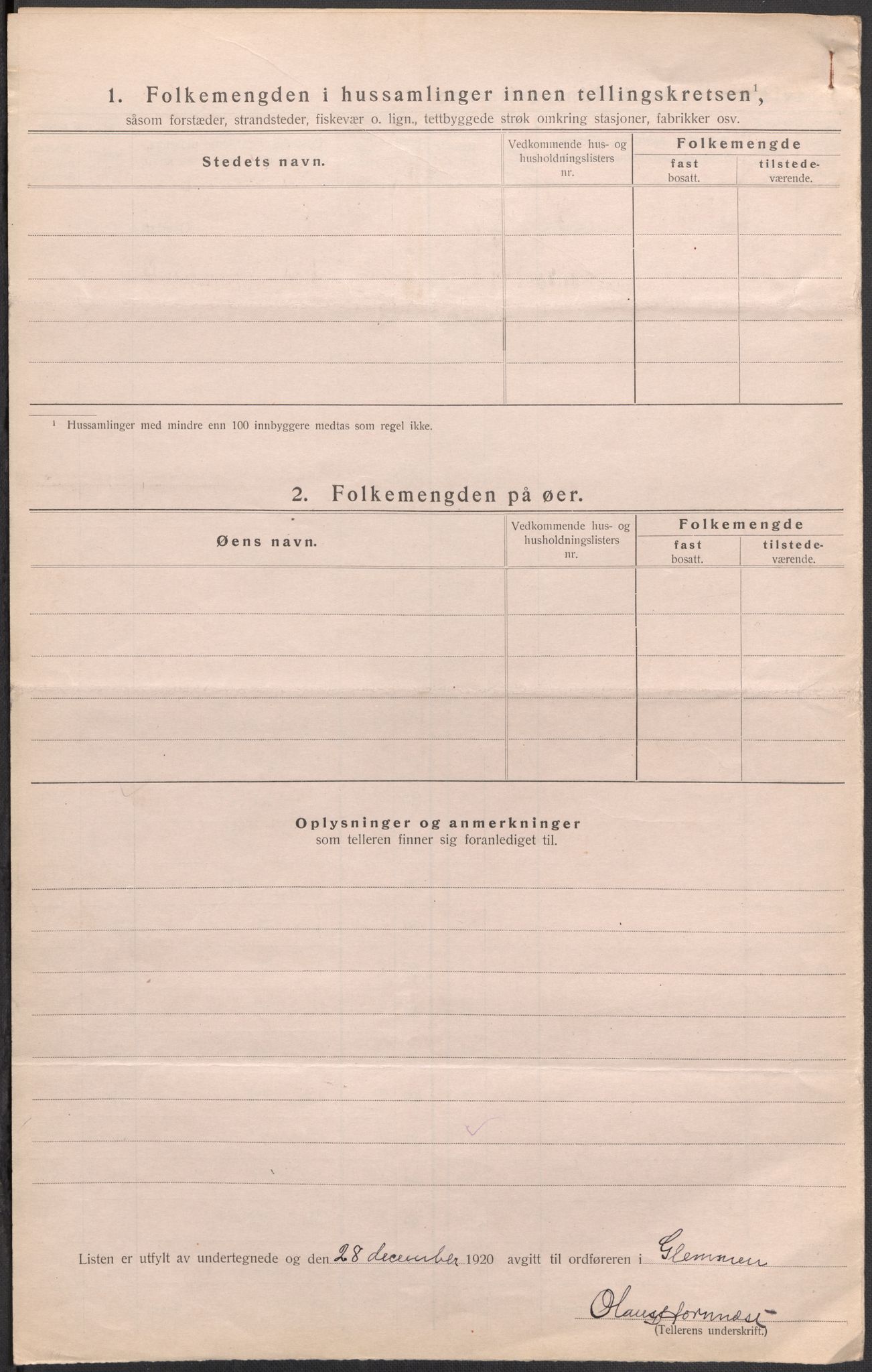 SAO, 1920 census for Glemmen, 1920, p. 36