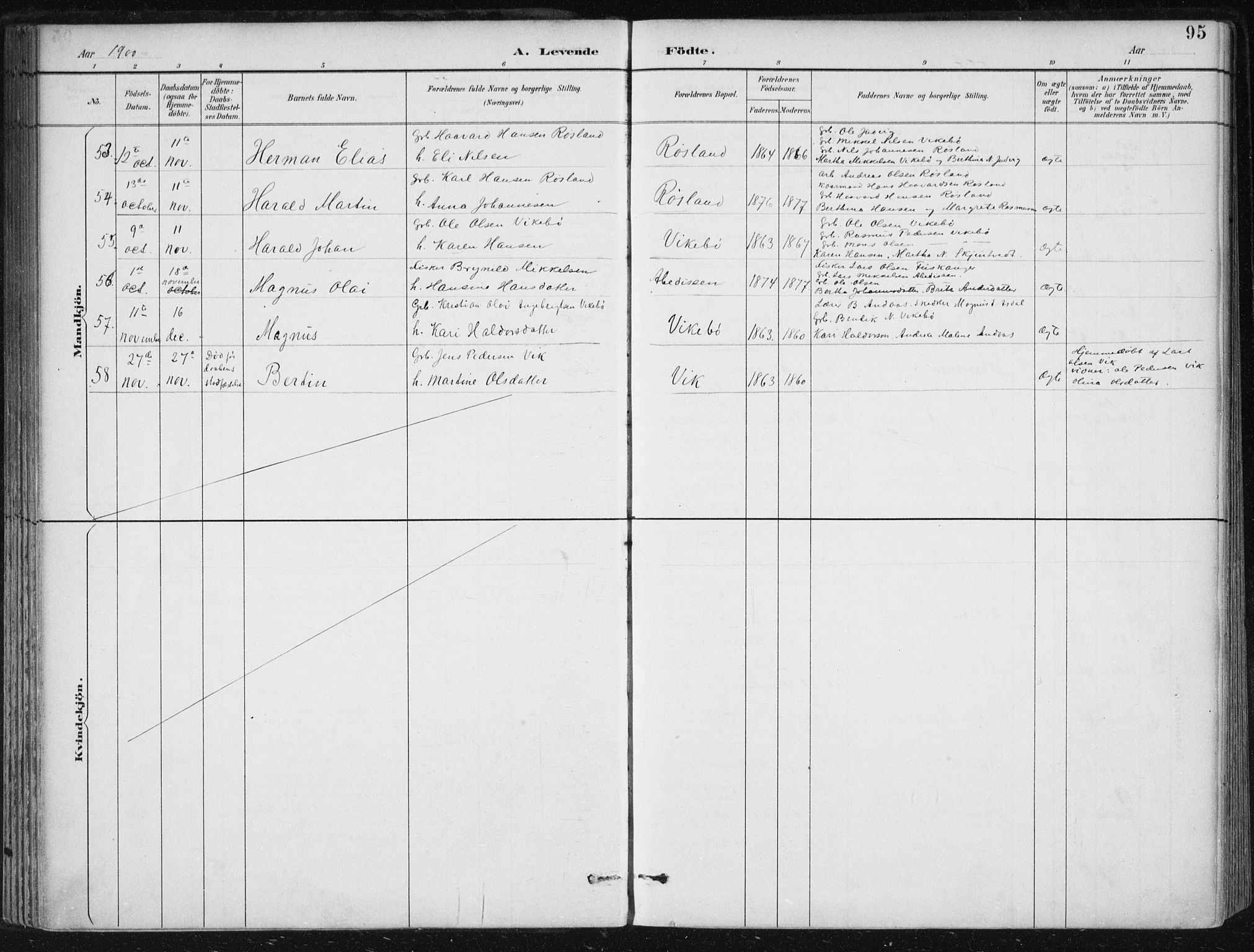 Herdla Sokneprestembete, SAB/A-75701/H/Haa: Parish register (official) no. A 4, 1891-1905, p. 95