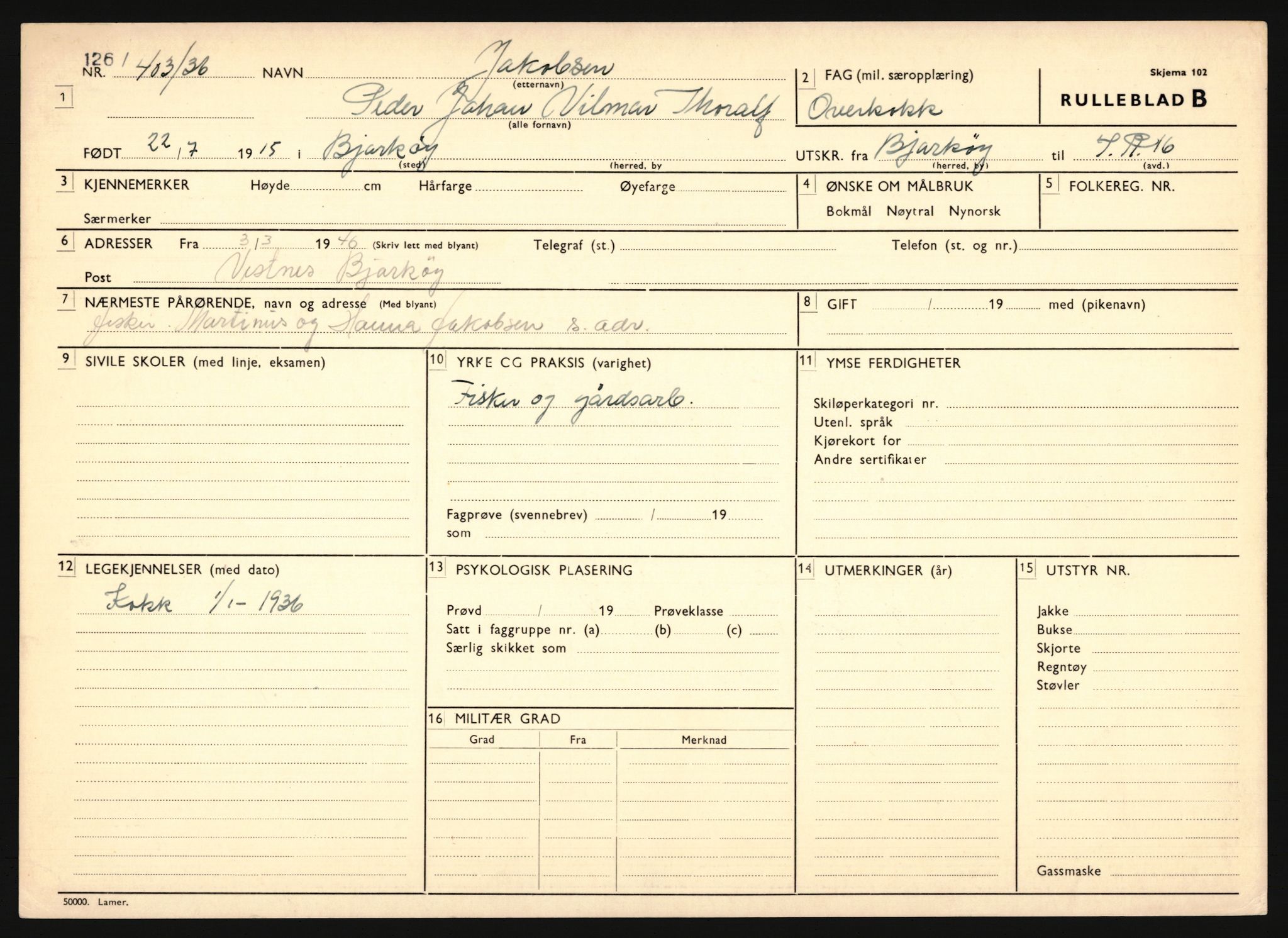 Forsvaret, Troms infanteriregiment nr. 16, AV/RA-RAFA-3146/P/Pa/L0020: Rulleblad for regimentets menige mannskaper, årsklasse 1936, 1936, p. 549