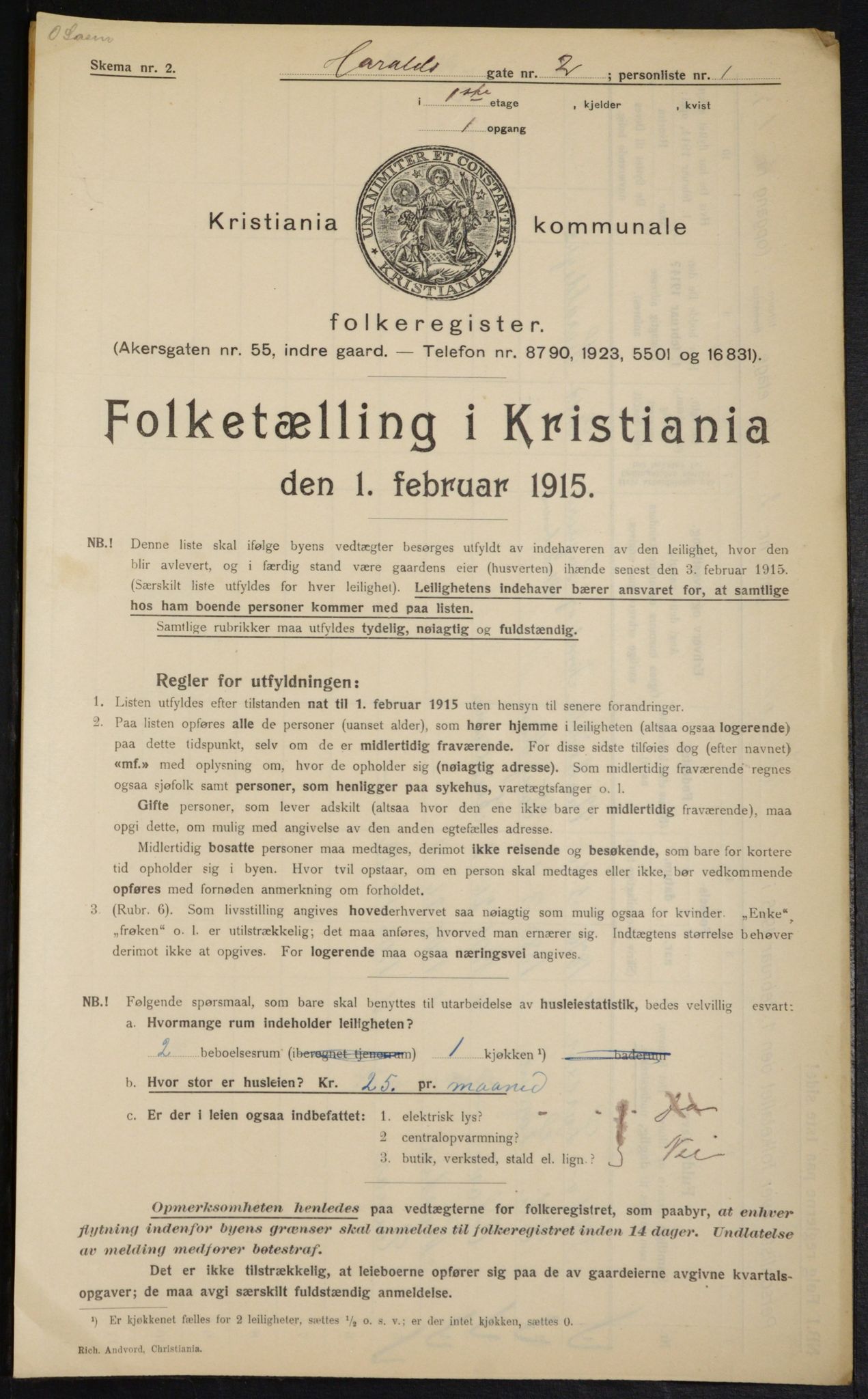 OBA, Municipal Census 1915 for Kristiania, 1915, p. 34645