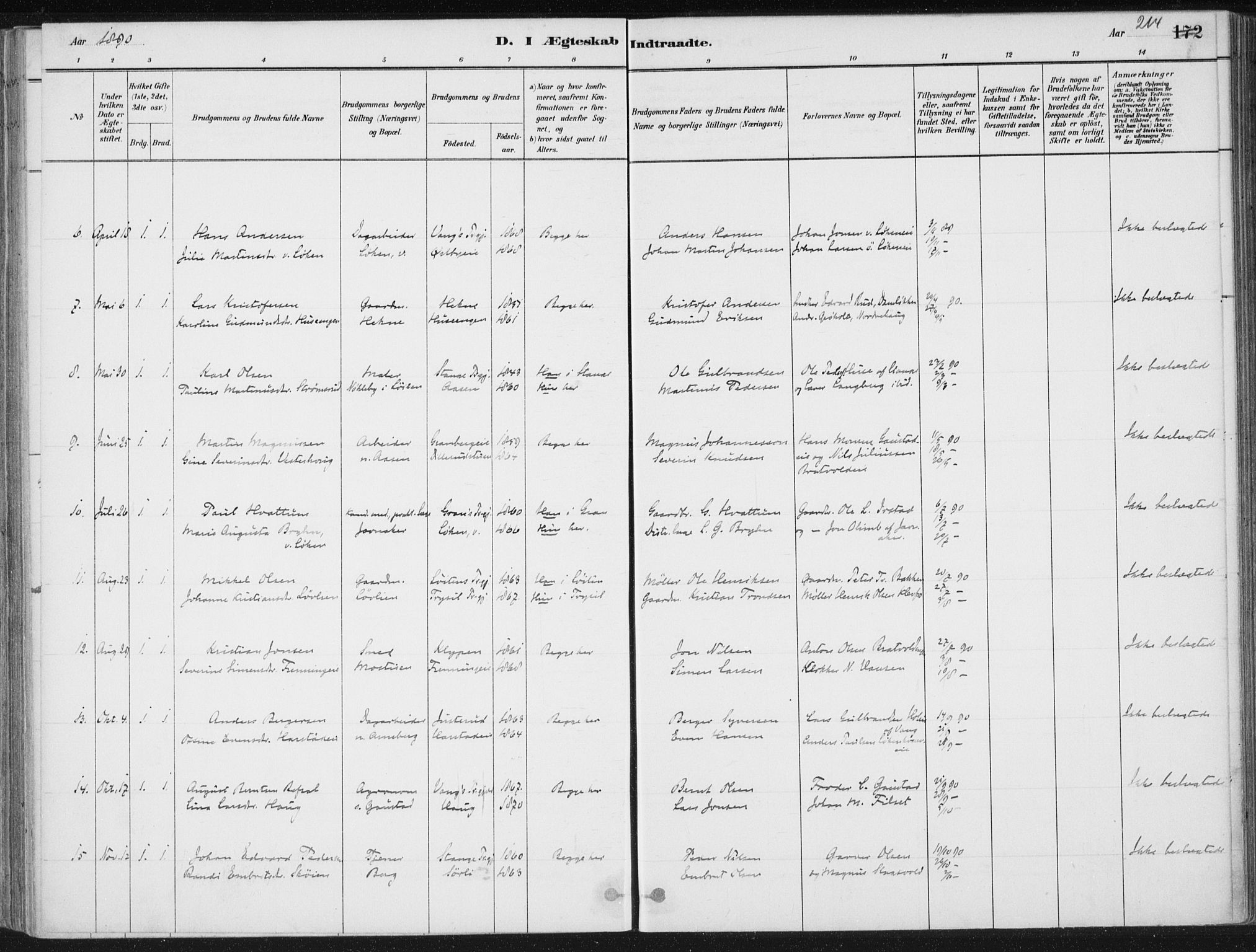 Romedal prestekontor, SAH/PREST-004/K/L0010: Parish register (official) no. 10, 1880-1895, p. 214