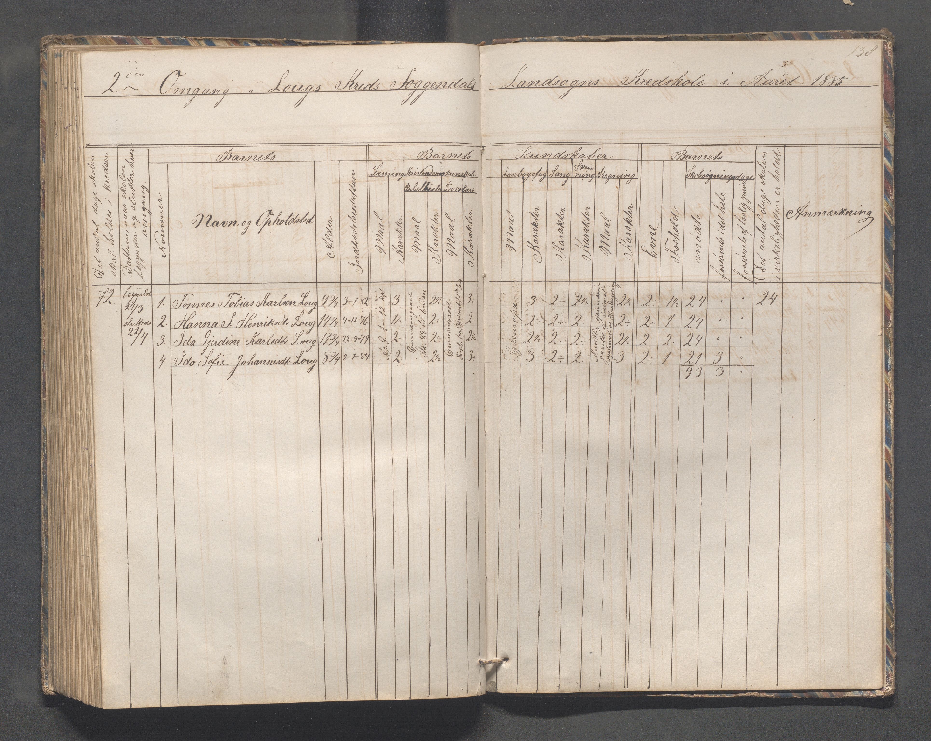 Sokndal kommune- Skolestyret/Skolekontoret, IKAR/K-101142/H/L0010: Skoleprotokoll - Åna-Sira, Log, Brambo,Skogstad,Tellnes, 1865-1886, p. 138