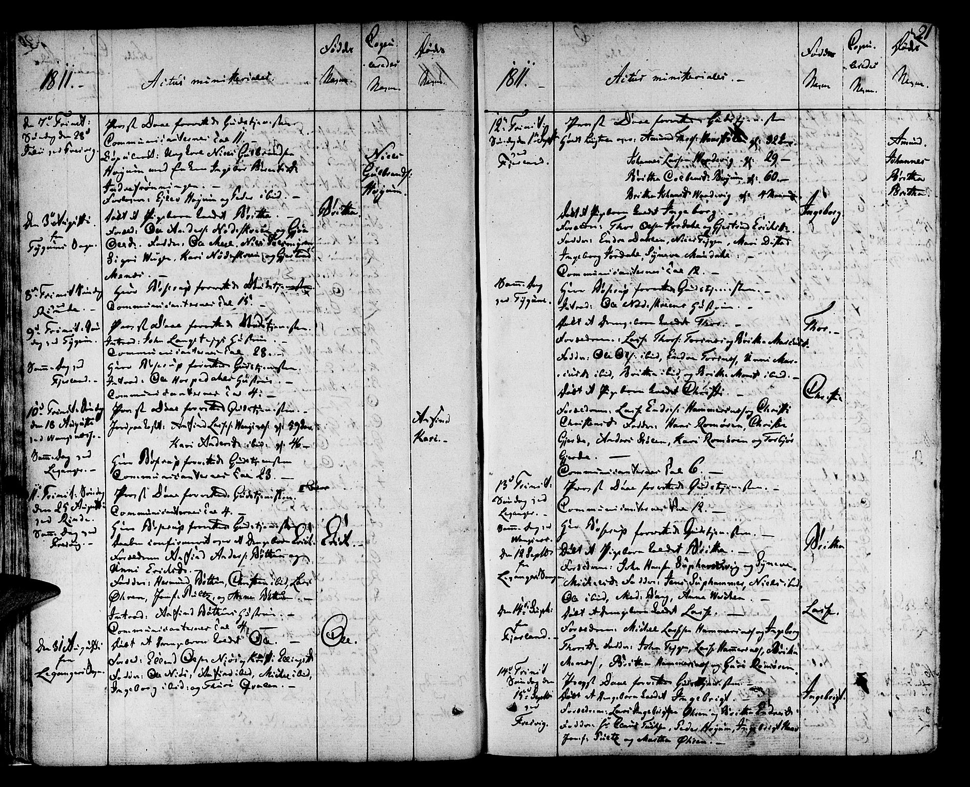 Leikanger sokneprestembete, AV/SAB-A-81001/H/Haa/Haaa/L0006: Parish register (official) no. A 6, 1810-1838, p. 21