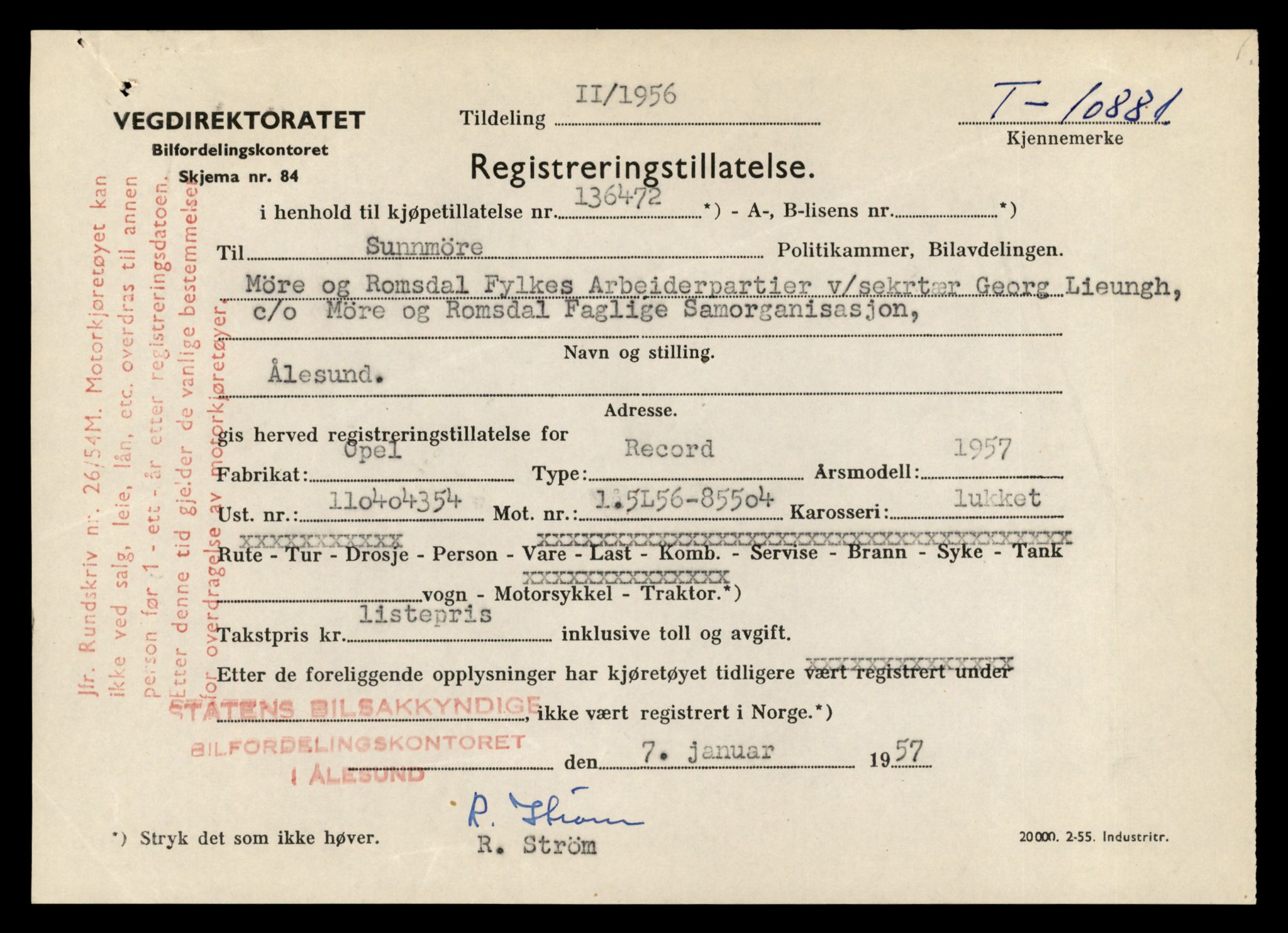 Møre og Romsdal vegkontor - Ålesund trafikkstasjon, AV/SAT-A-4099/F/Fe/L0024: Registreringskort for kjøretøy T 10810 - T 10930, 1927-1998, p. 1934