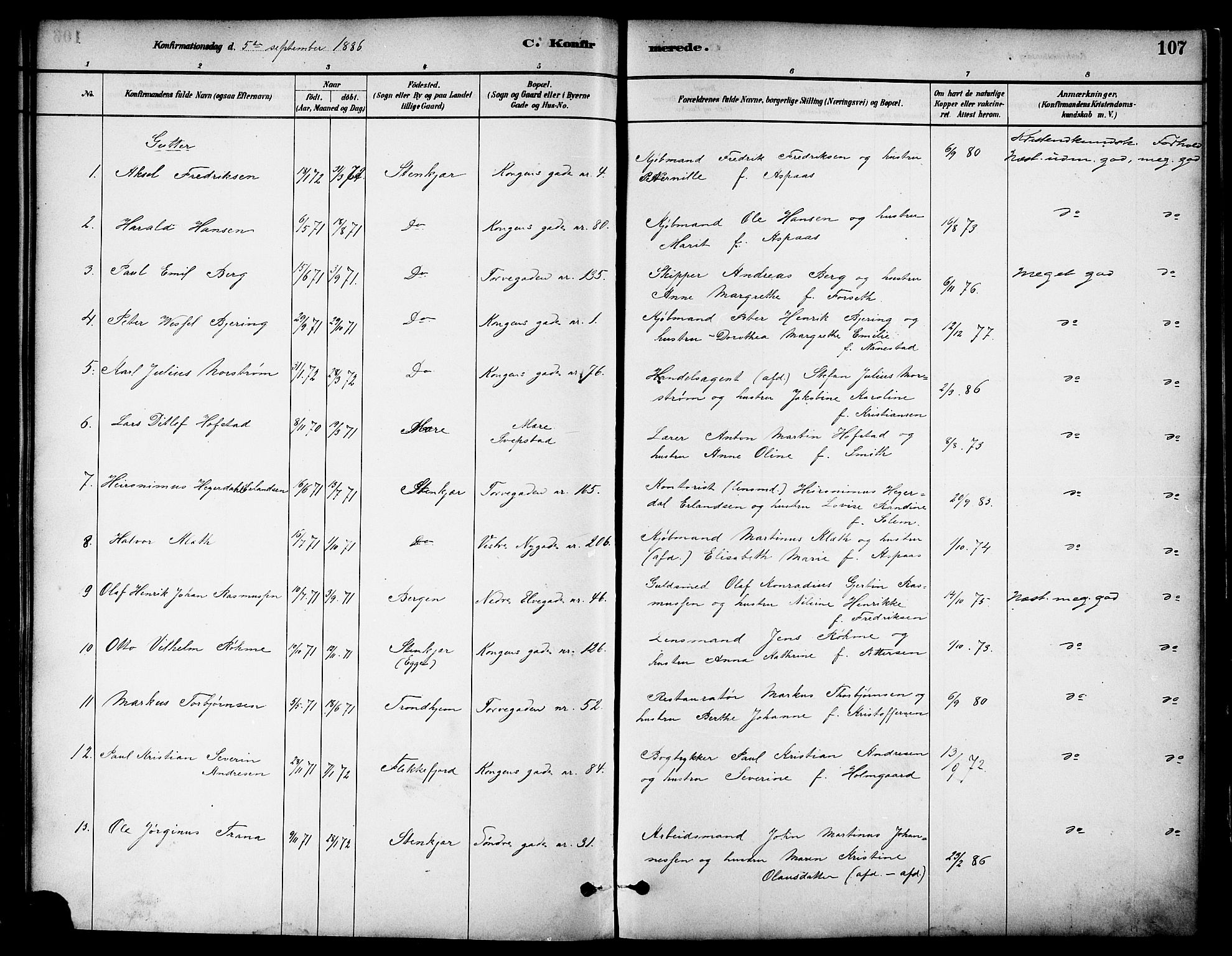 Ministerialprotokoller, klokkerbøker og fødselsregistre - Nord-Trøndelag, SAT/A-1458/739/L0371: Parish register (official) no. 739A03, 1881-1895, p. 107