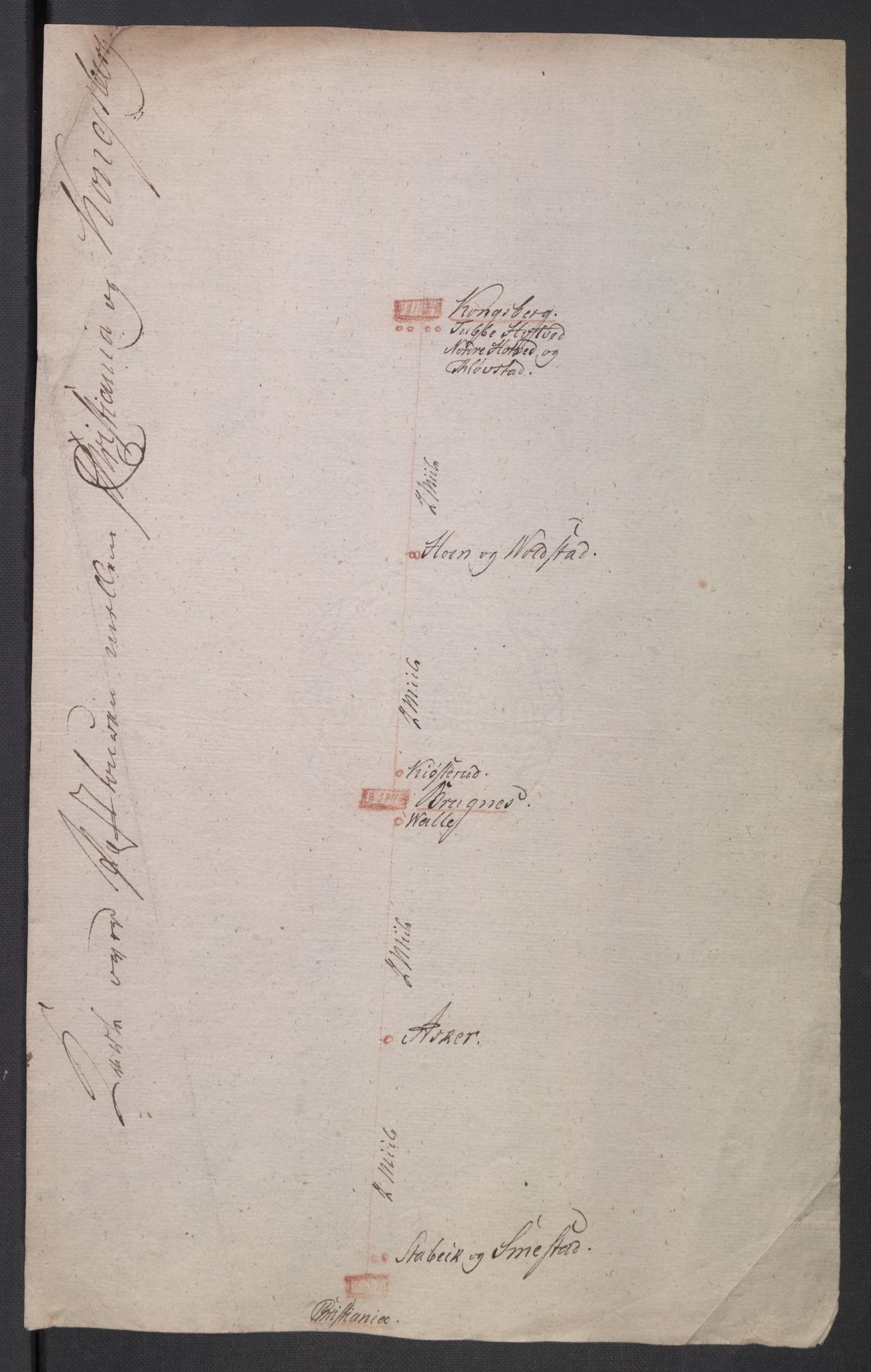 Generalpostdireksjonen 1719-1814, RA/EA-3108/E/L0036/0003: Dokumenter vedrørende postgangen: / Nr. 34: Riss av postveiene i Norge, 1800, p. 15