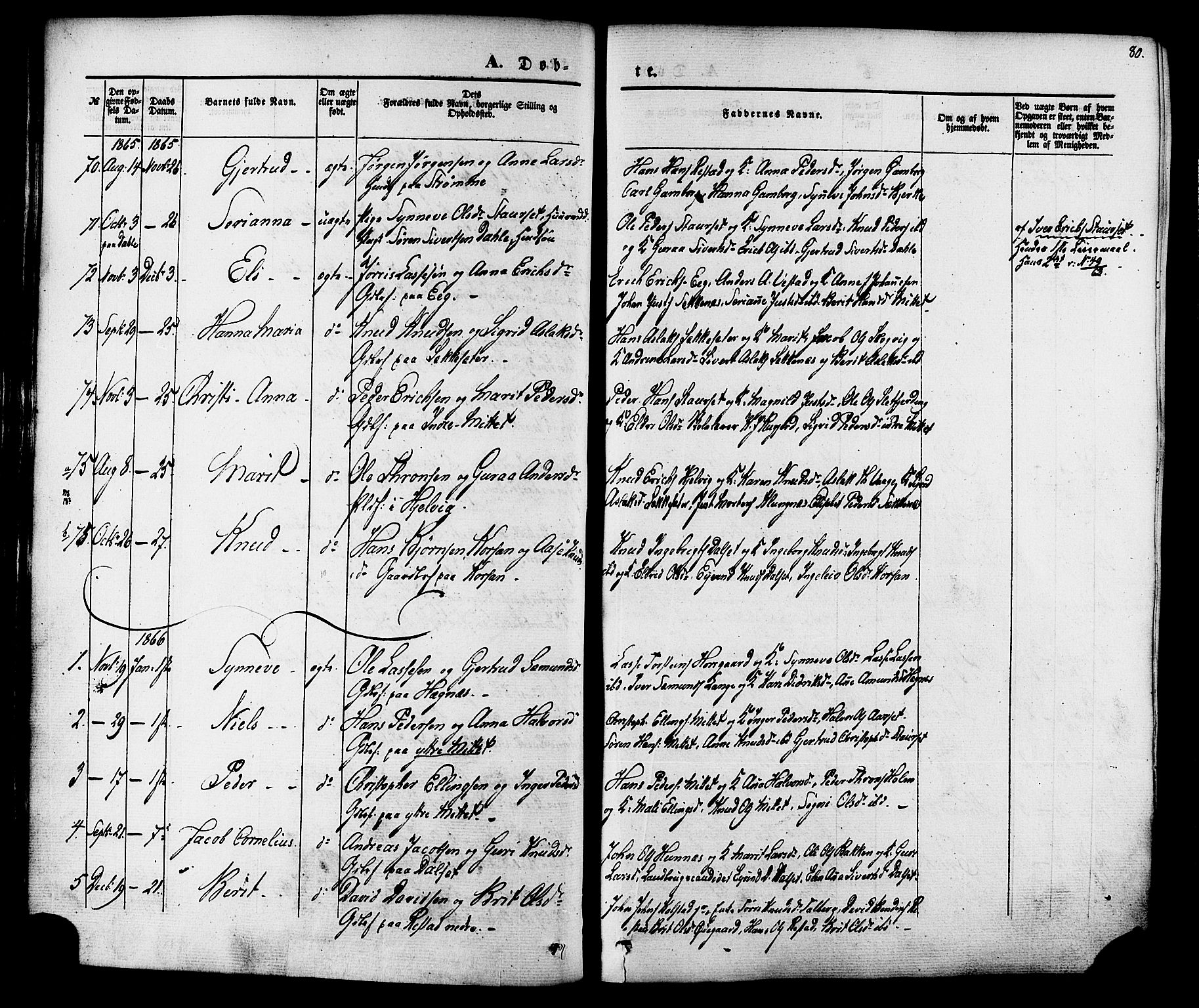 Ministerialprotokoller, klokkerbøker og fødselsregistre - Møre og Romsdal, AV/SAT-A-1454/547/L0603: Parish register (official) no. 547A05, 1846-1877, p. 80