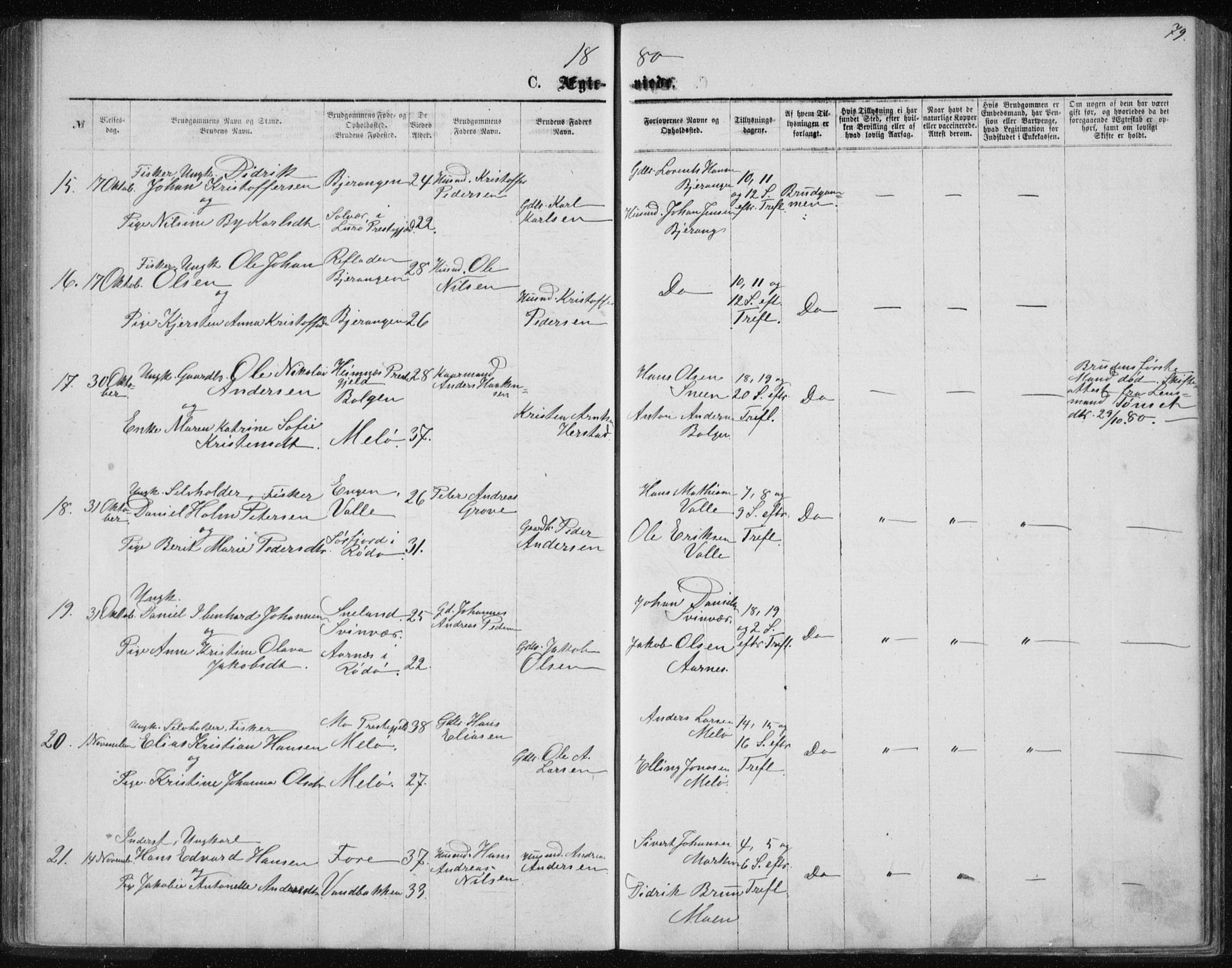 Ministerialprotokoller, klokkerbøker og fødselsregistre - Nordland, AV/SAT-A-1459/843/L0635: Parish register (copy) no. 843C04, 1872-1887, p. 79