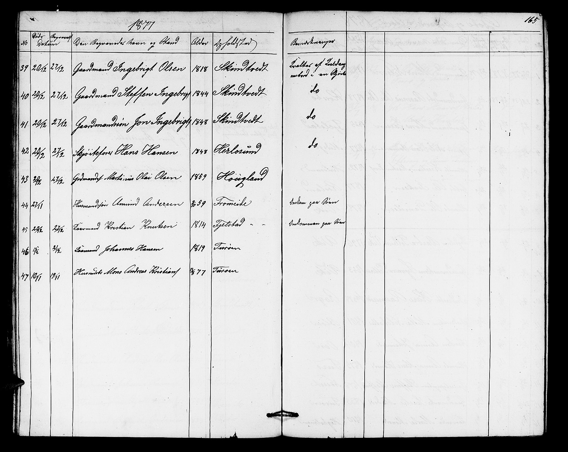 Herdla Sokneprestembete, AV/SAB-A-75701/H/Hab: Parish register (copy) no. A 1, 1859-1880, p. 165