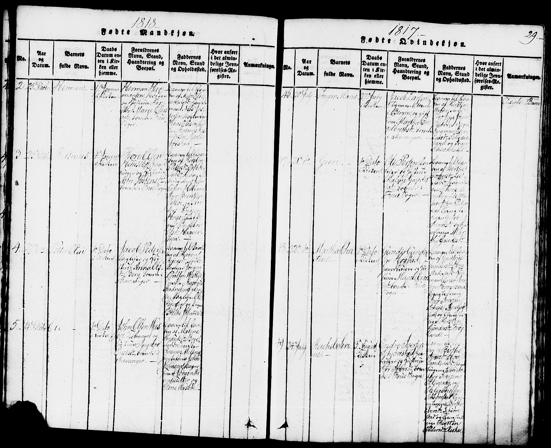 Domkirken sokneprestkontor, SAST/A-101812/001/30/30BB/L0008: Parish register (copy) no. B 8, 1816-1821, p. 29