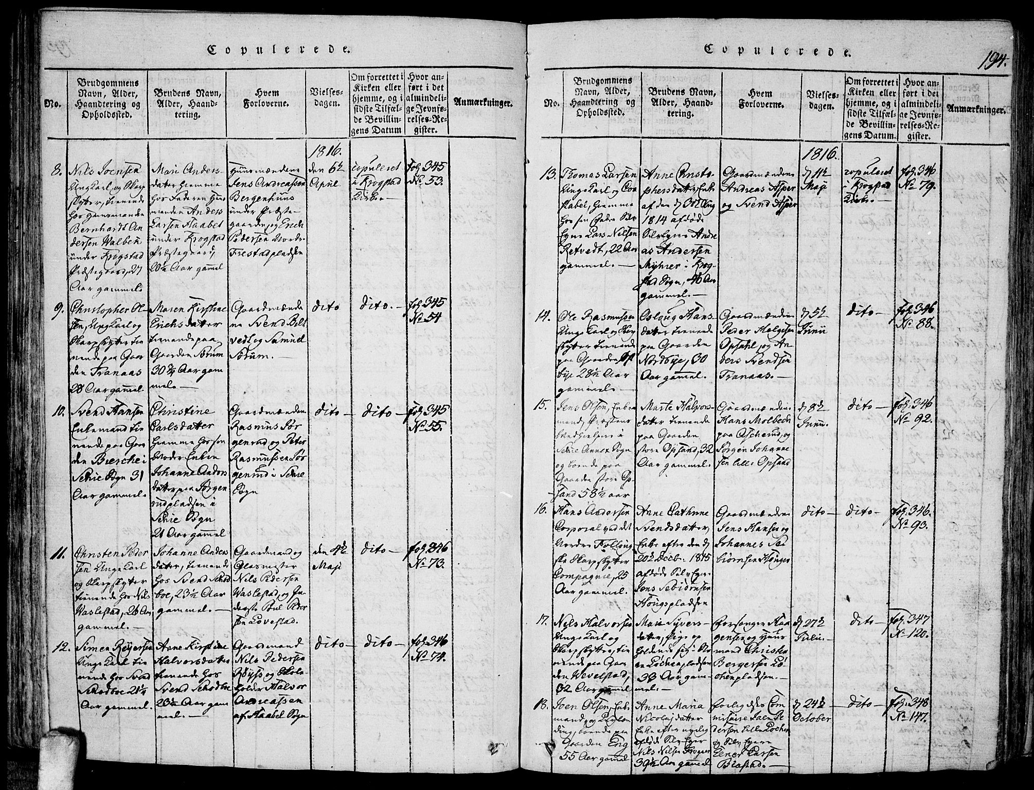 Kråkstad prestekontor Kirkebøker, AV/SAO-A-10125a/F/Fa/L0003: Parish register (official) no. I 3, 1813-1824, p. 194