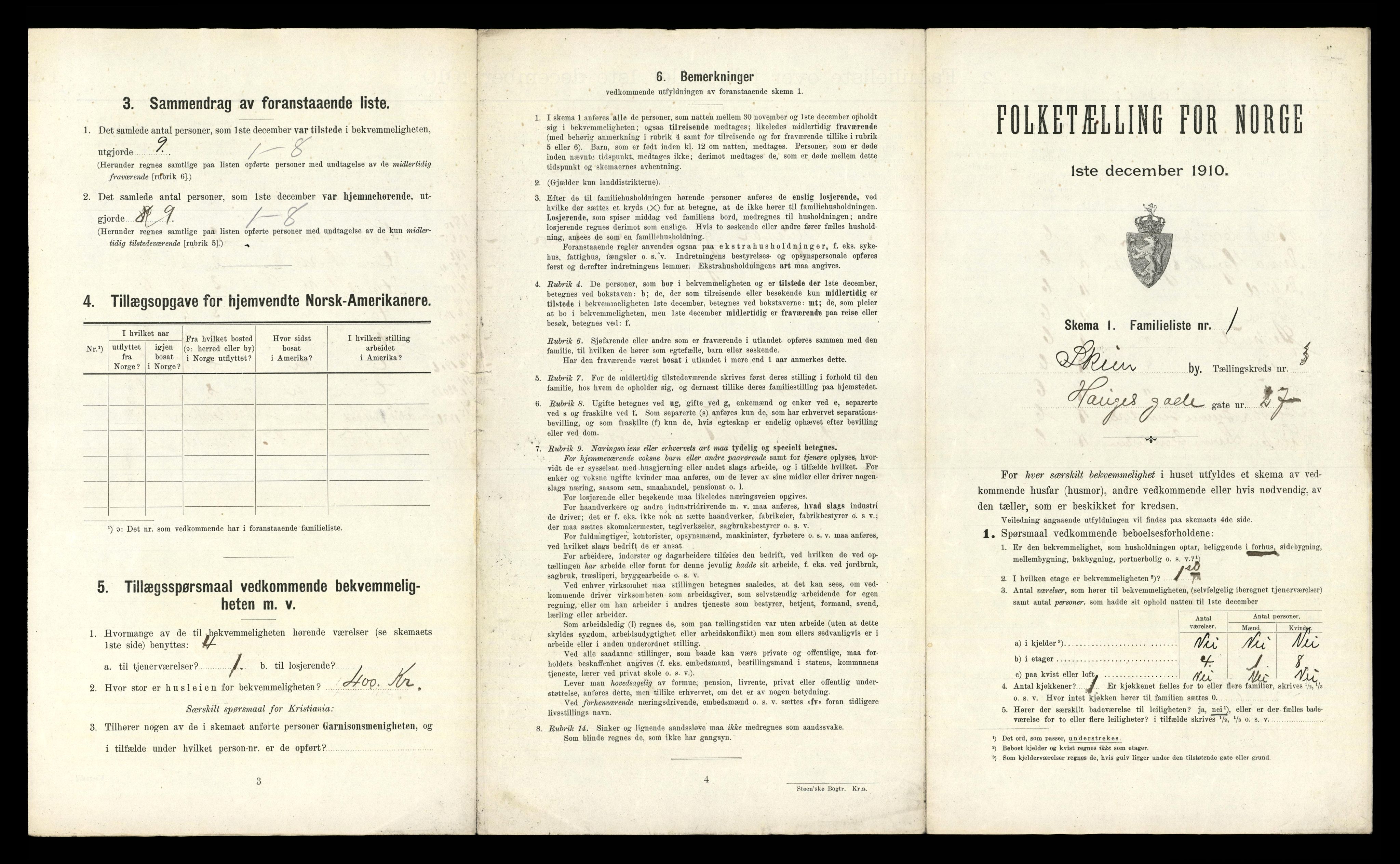 RA, 1910 census for Skien, 1910, p. 1616