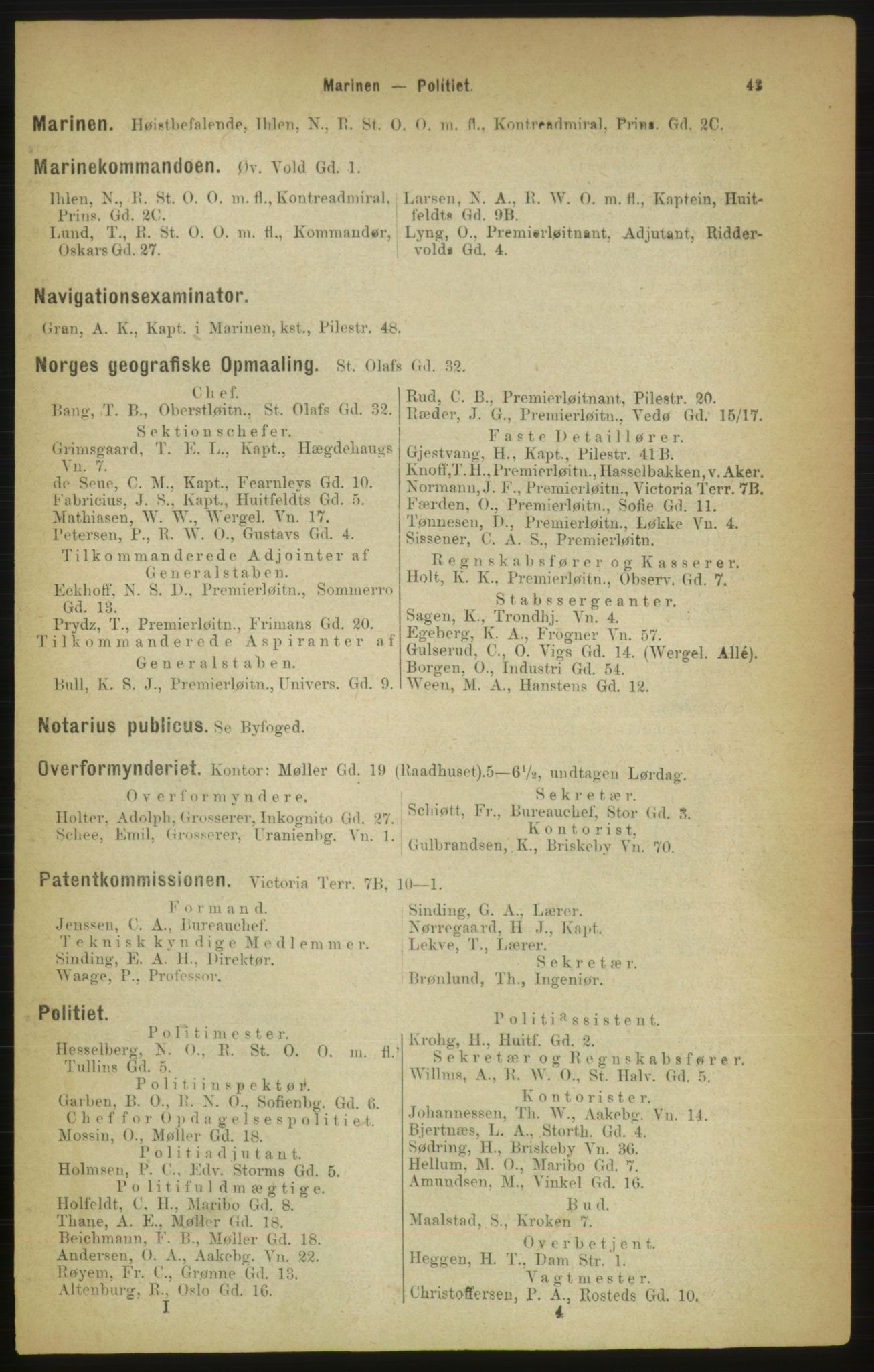 Kristiania/Oslo adressebok, PUBL/-, 1888, p. 43