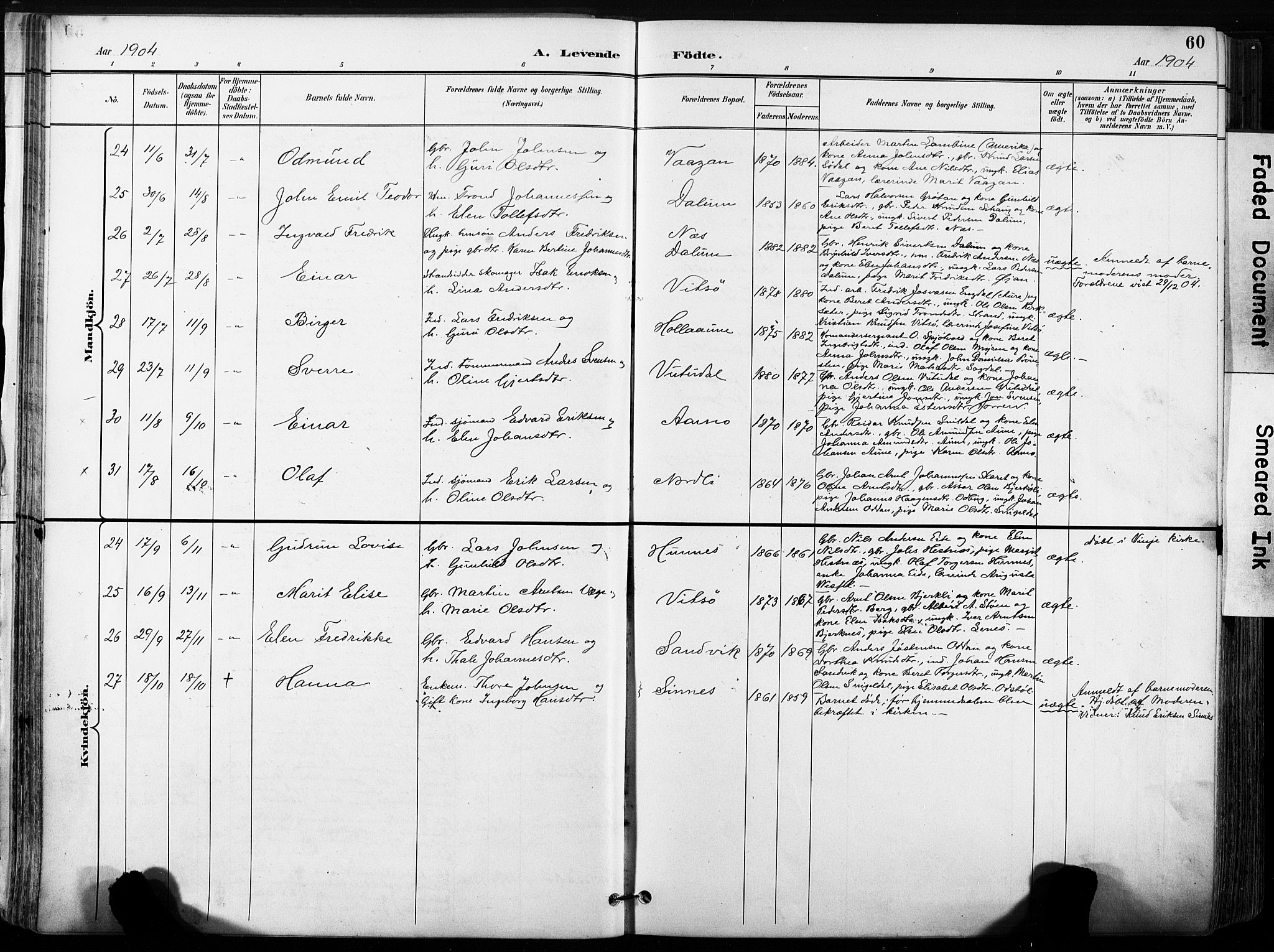 Ministerialprotokoller, klokkerbøker og fødselsregistre - Sør-Trøndelag, AV/SAT-A-1456/630/L0497: Parish register (official) no. 630A10, 1896-1910, p. 60