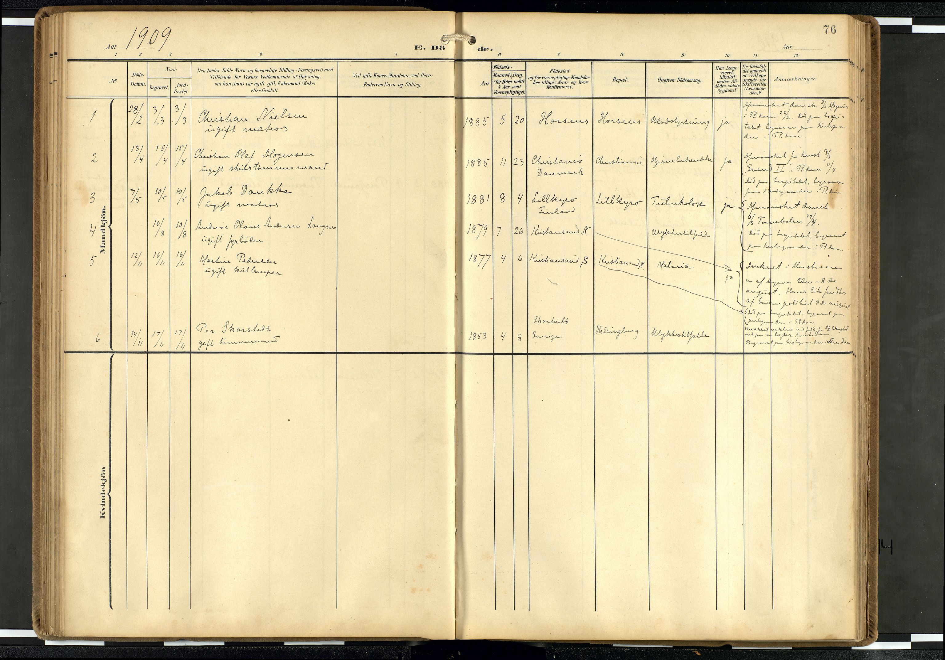 Den norske sjømannsmisjon i utlandet/Hollandske havner (Amsterdam-Rotterdam-Europort), AV/SAB-SAB/PA-0106/H/Ha/Haa/L0003: Parish register (official) no. A 3, 1908-1927, p. 75b-76a