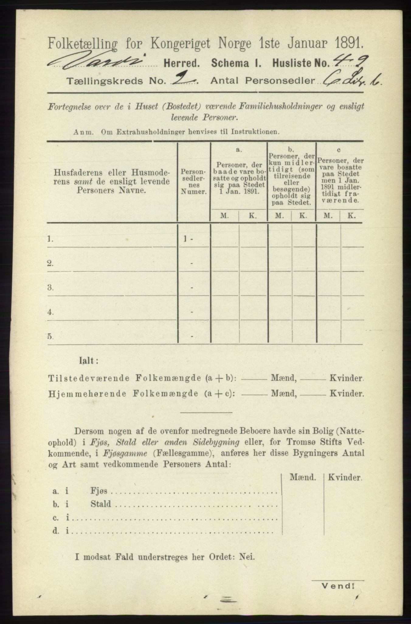 RA, 1891 census for 2028 Vardø, 1891, p. 268