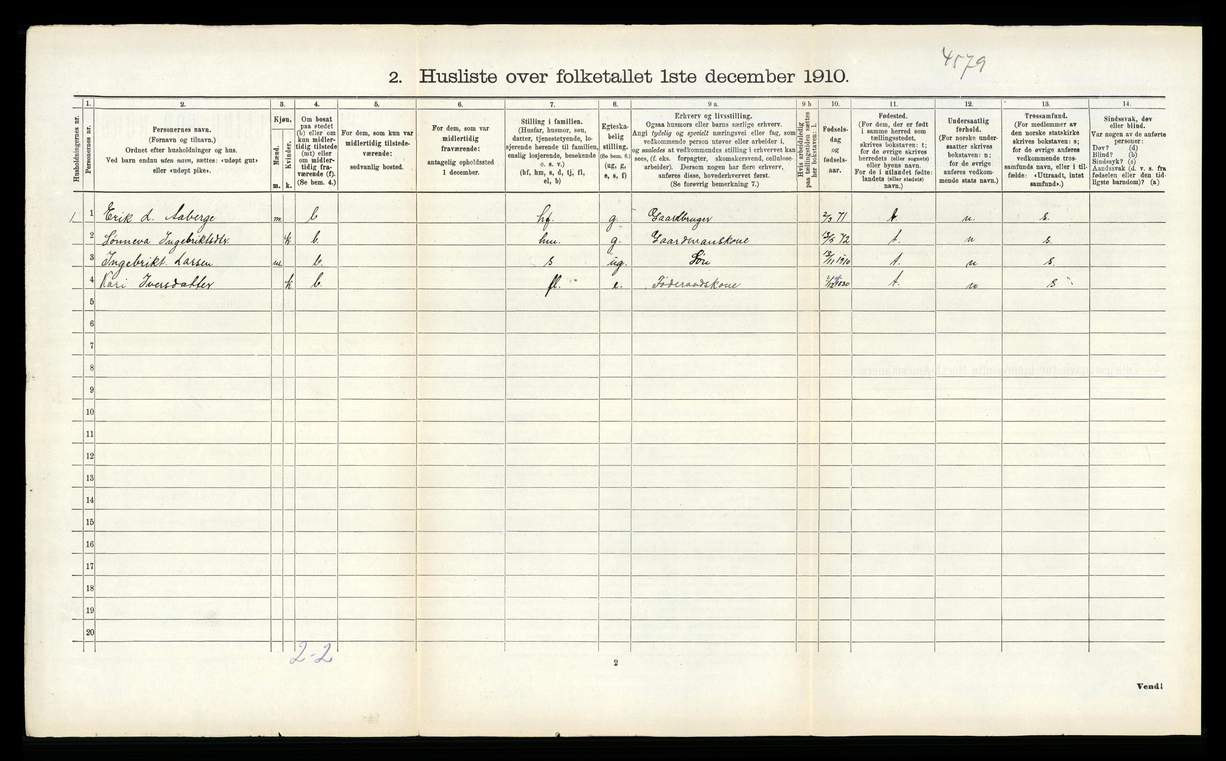 RA, 1910 census for Sogndal, 1910, p. 141