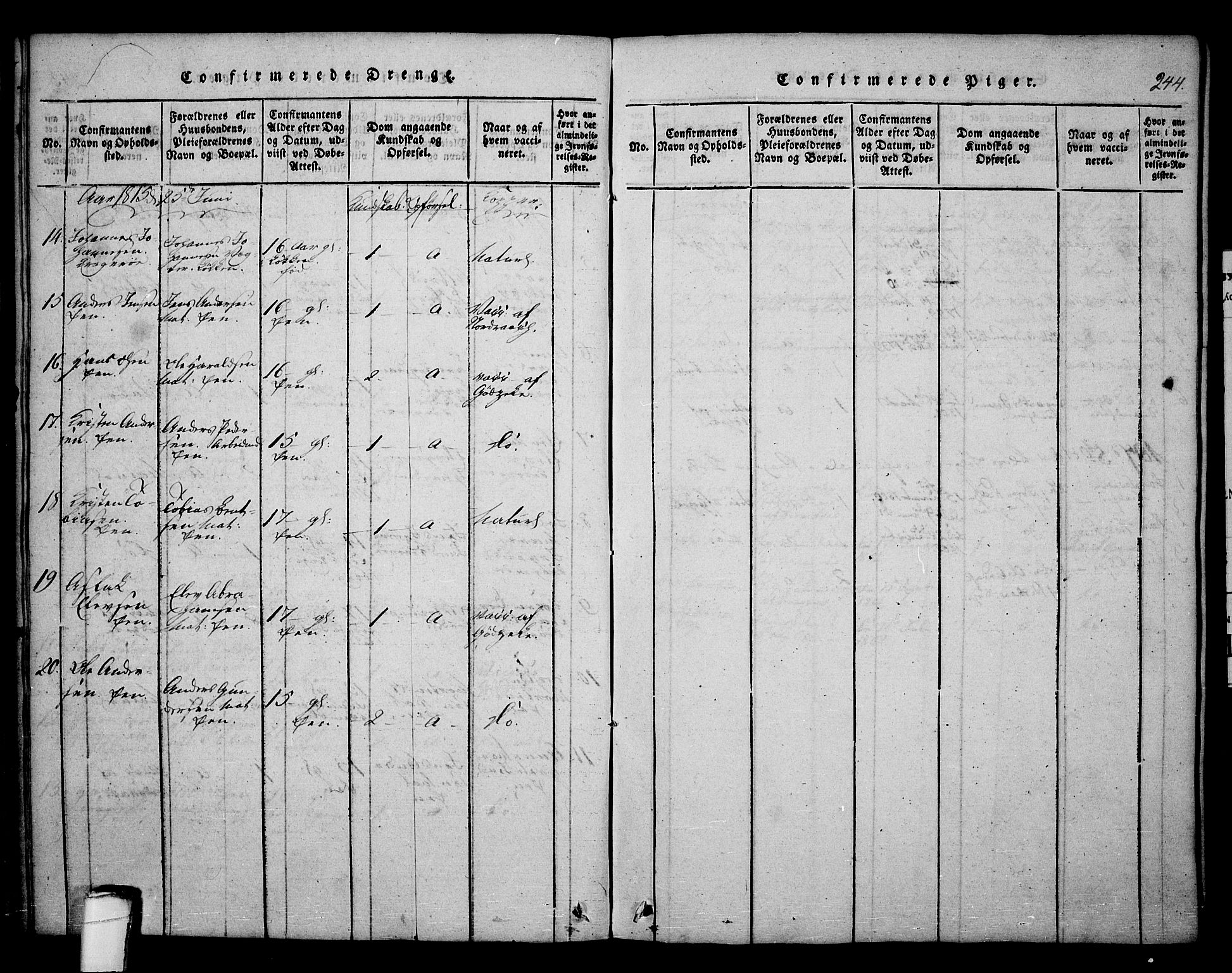 Kragerø kirkebøker, AV/SAKO-A-278/F/Fa/L0004: Parish register (official) no. 4, 1814-1831, p. 244