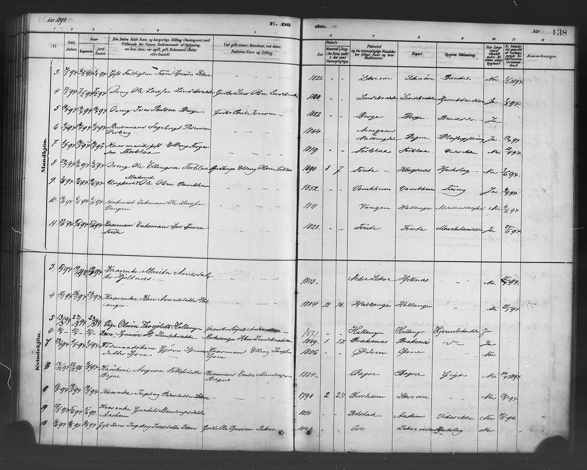 Ulvik sokneprestembete, SAB/A-78801/H/Haa: Parish register (official) no. B 1, 1878-1897, p. 138