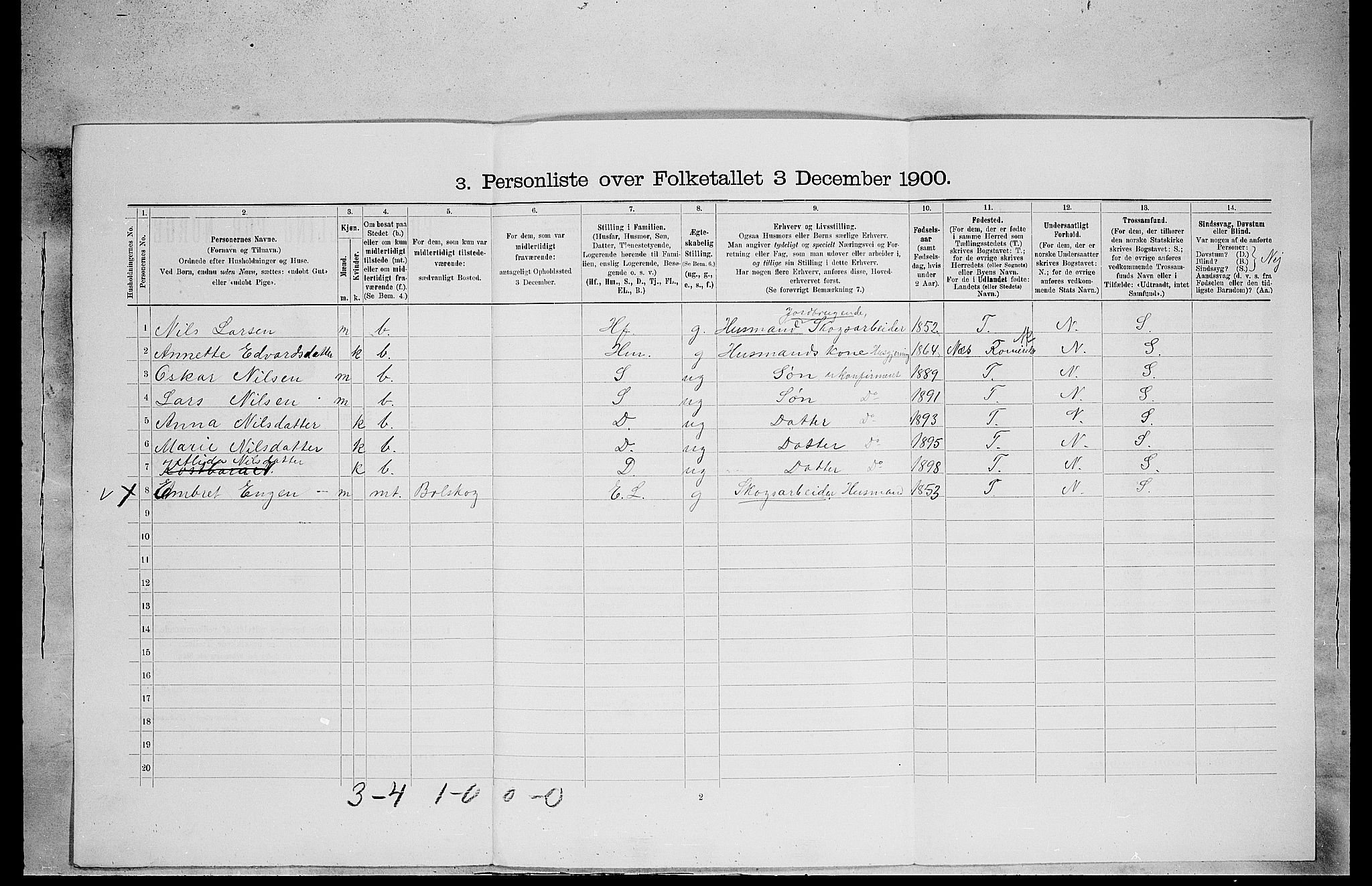 SAH, 1900 census for Eidskog, 1900, p. 543