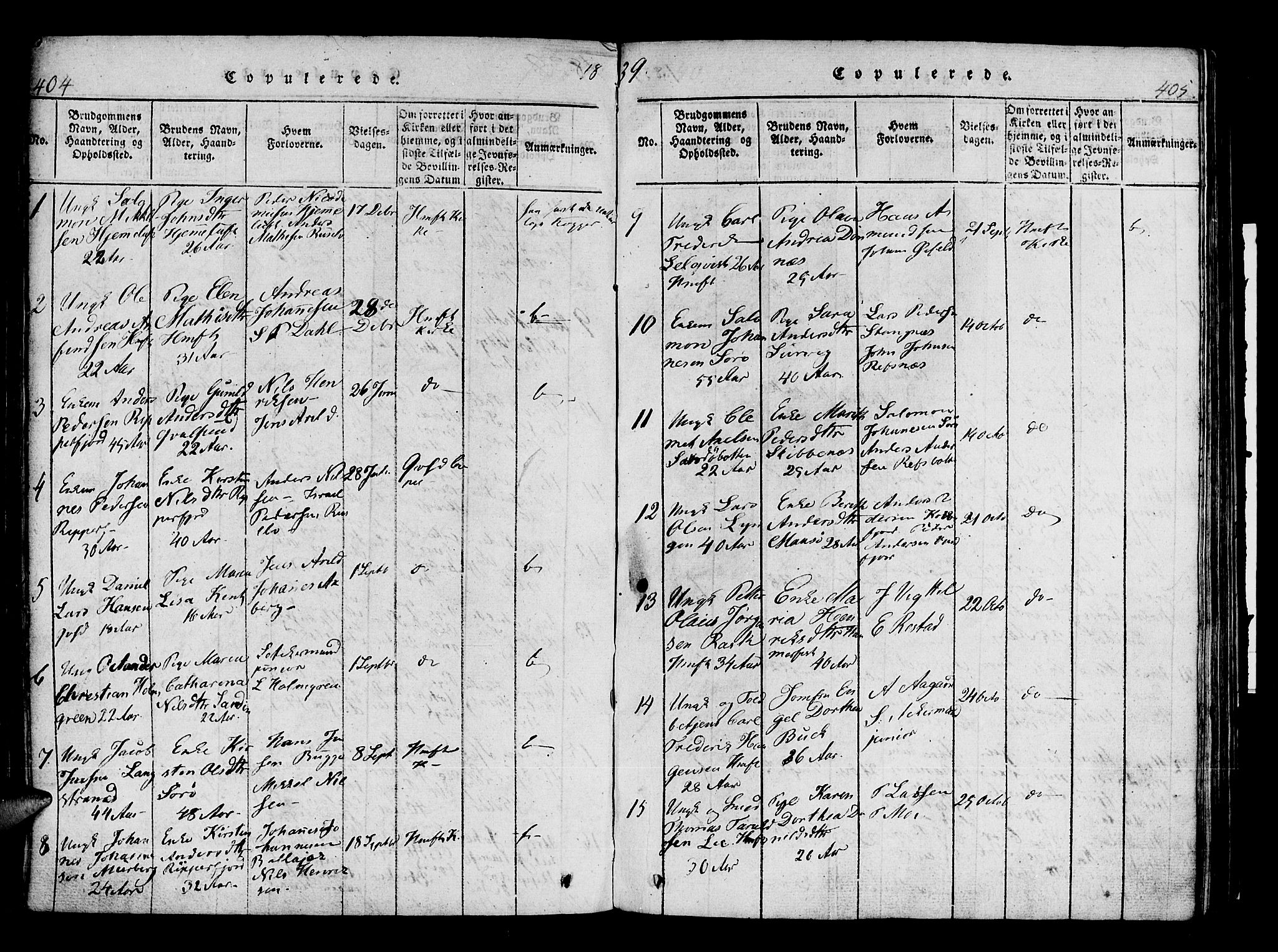 Hammerfest sokneprestkontor, SATØ/S-1347/H/Ha/L0003.kirke: Parish register (official) no. 3, 1821-1842, p. 404-405