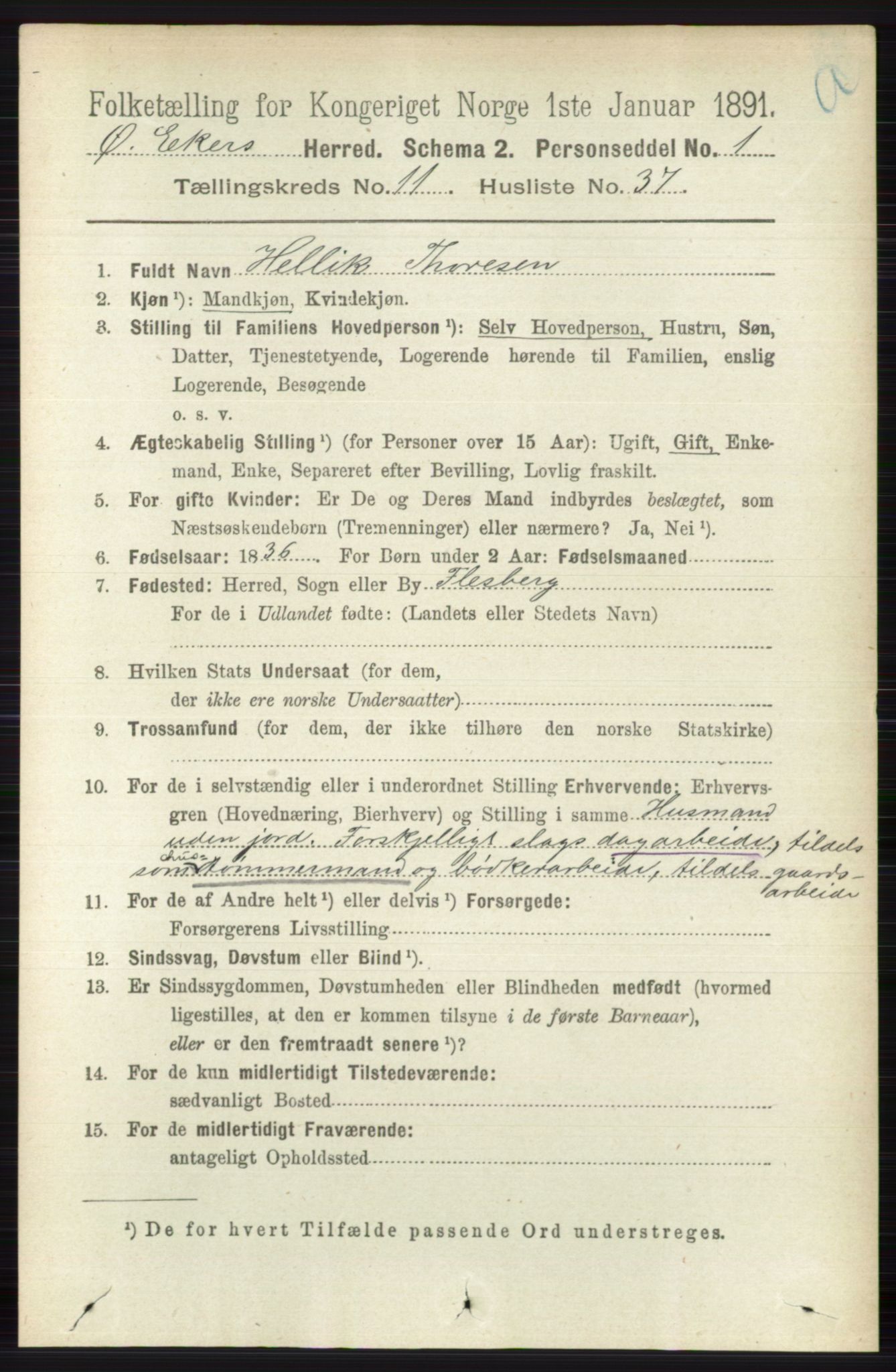 RA, 1891 census for 0624 Øvre Eiker, 1891, p. 4835