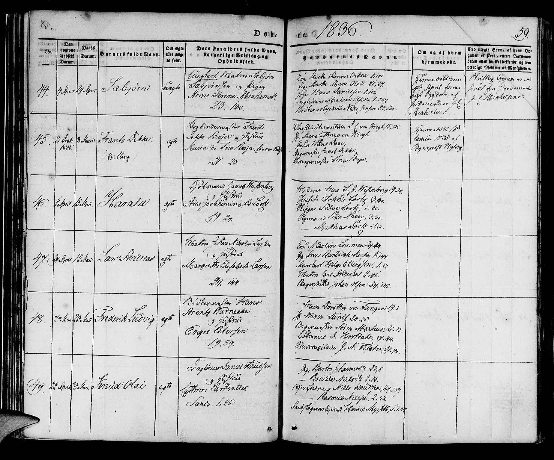Korskirken sokneprestembete, SAB/A-76101/H/Haa/L0015: Parish register (official) no. B 1, 1833-1841, p. 59