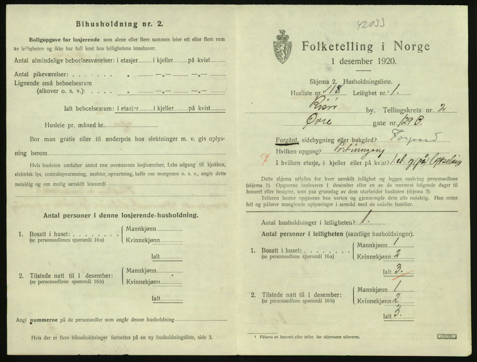 SAK, 1920 census for Risør, 1920, p. 2285