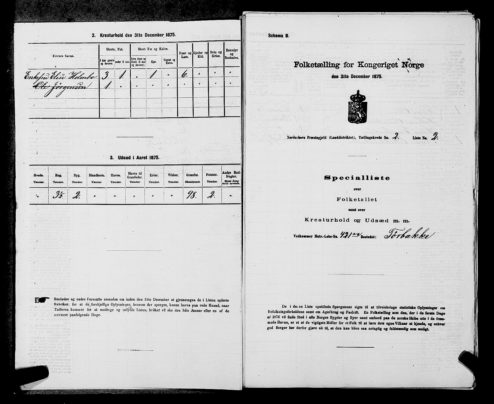 SAKO, 1875 census for 0613L Norderhov/Norderhov, Haug og Lunder, 1875, p. 2383