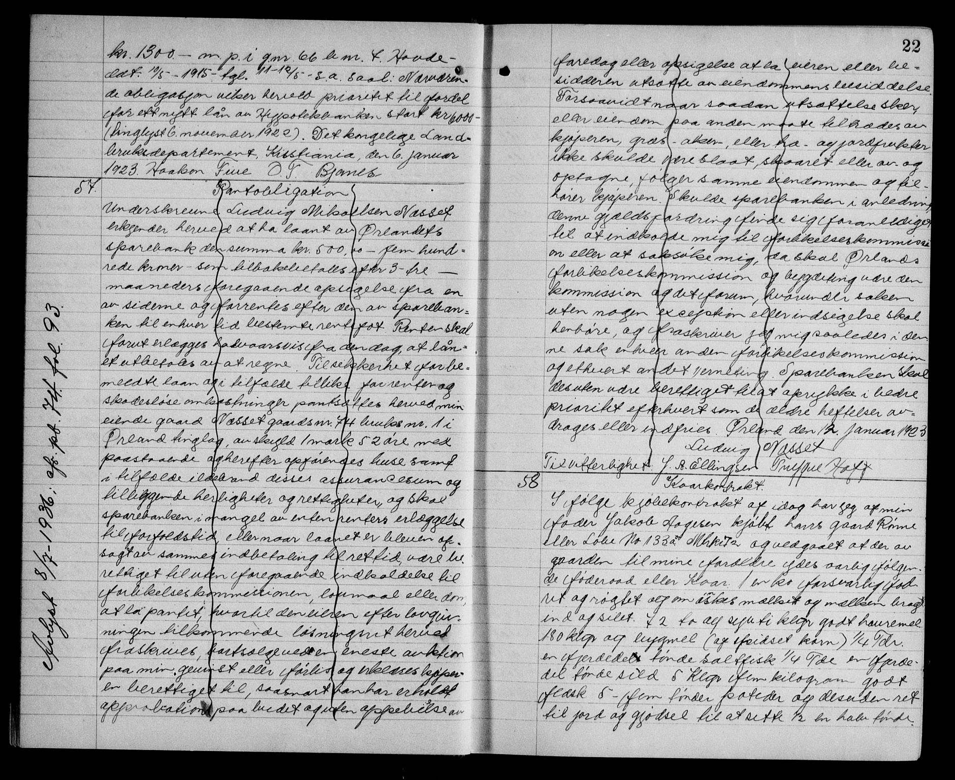 Fosen sorenskriveri, AV/SAT-A-1107/1/2/2C/L0059: Mortgage book no. 50, 1923-1923, p. 22