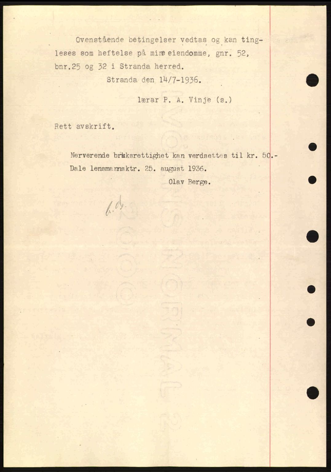 Nordre Sunnmøre sorenskriveri, SAT/A-0006/1/2/2C/2Ca: Mortgage book no. B1-6, 1938-1942, Diary no: : 1017/1936
