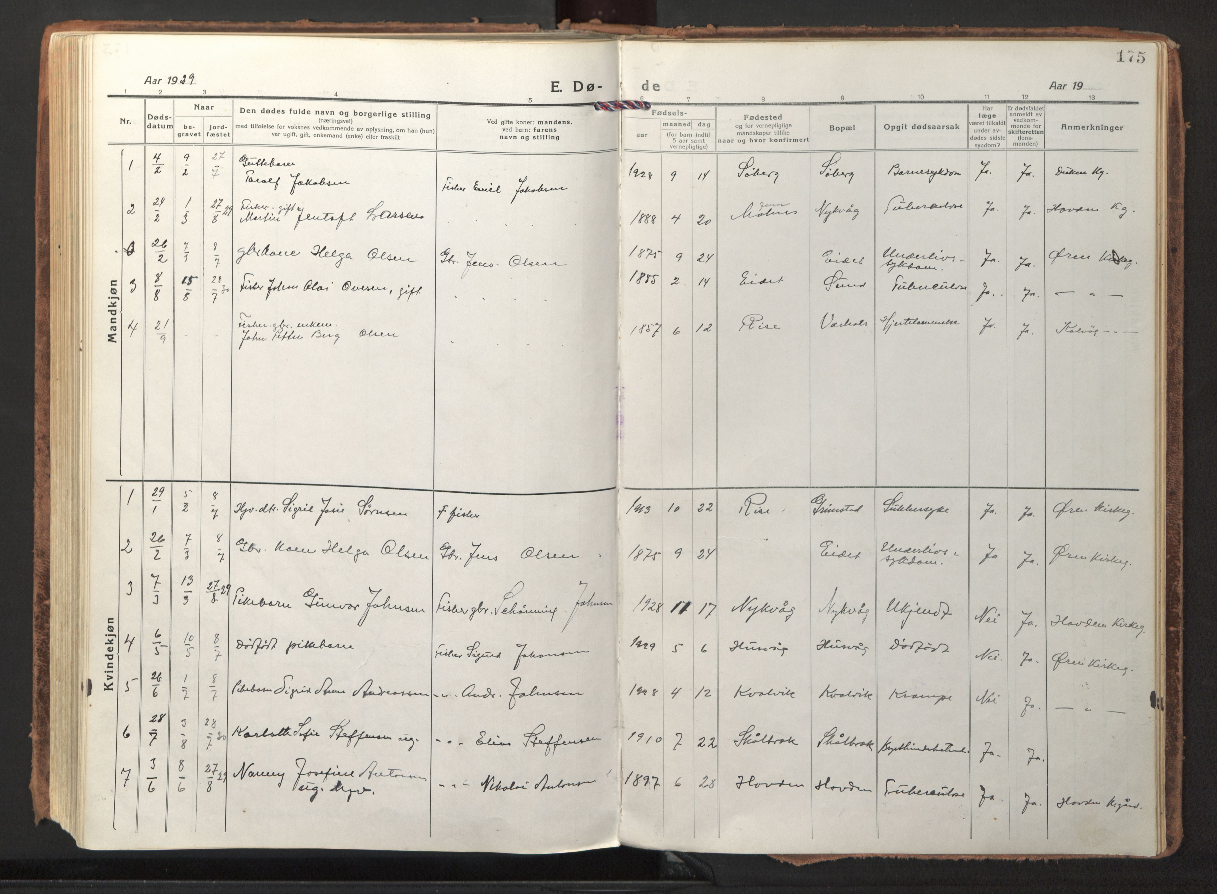 Ministerialprotokoller, klokkerbøker og fødselsregistre - Nordland, AV/SAT-A-1459/892/L1323: Parish register (official) no. 892A04, 1917-1934, p. 175