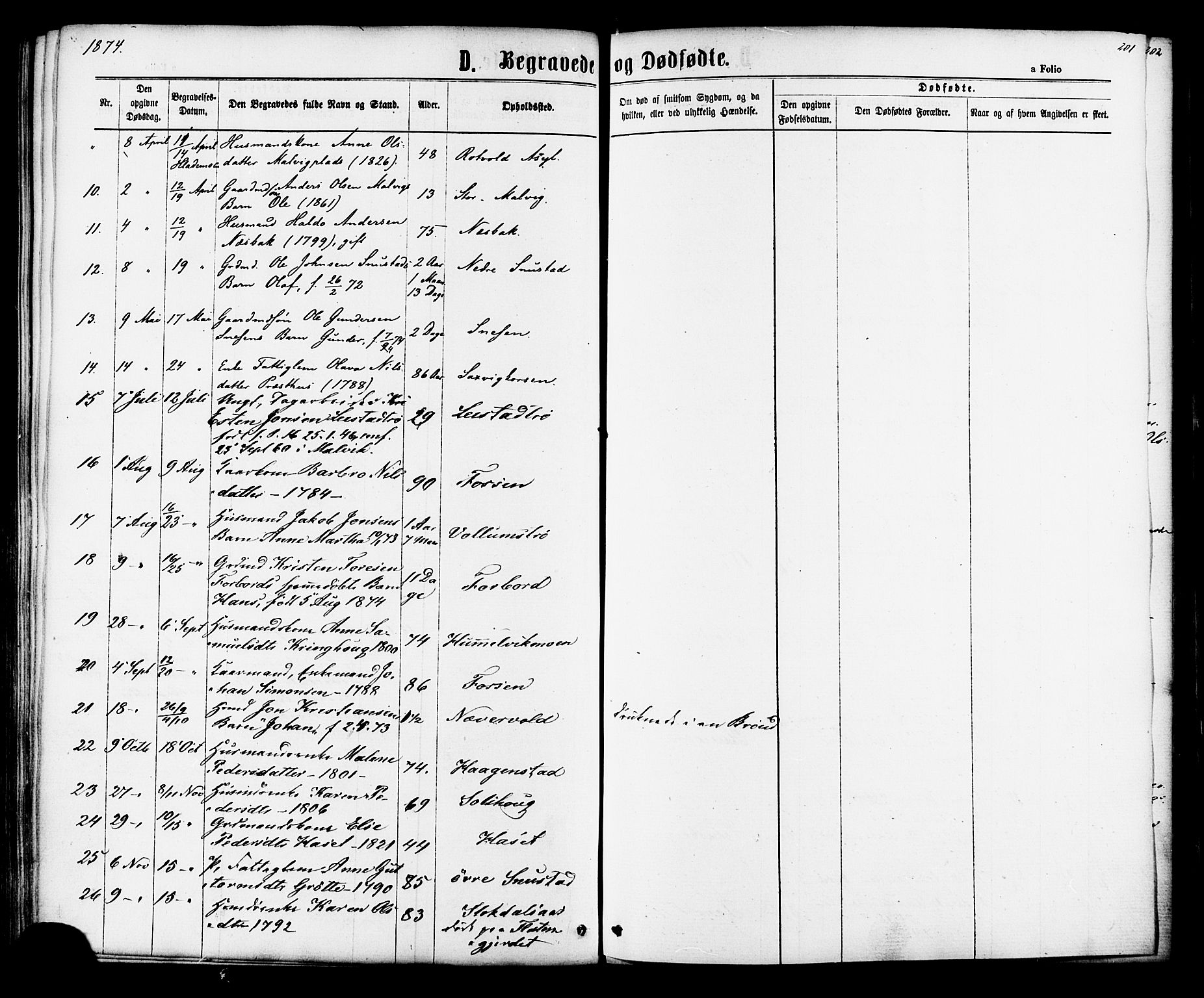 Ministerialprotokoller, klokkerbøker og fødselsregistre - Sør-Trøndelag, SAT/A-1456/616/L0409: Parish register (official) no. 616A06, 1865-1877, p. 201
