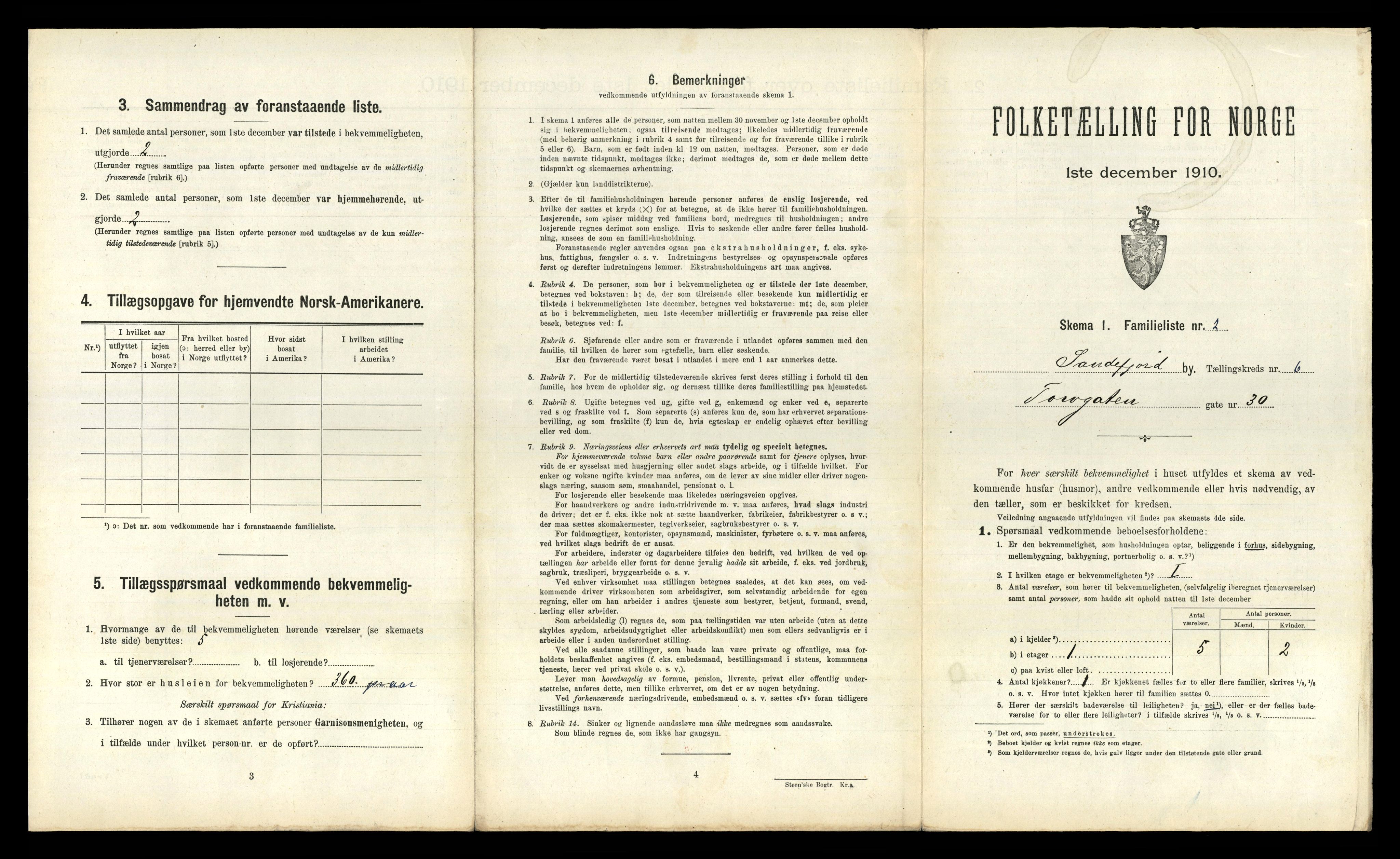 RA, 1910 census for Sandefjord, 1910, p. 1852