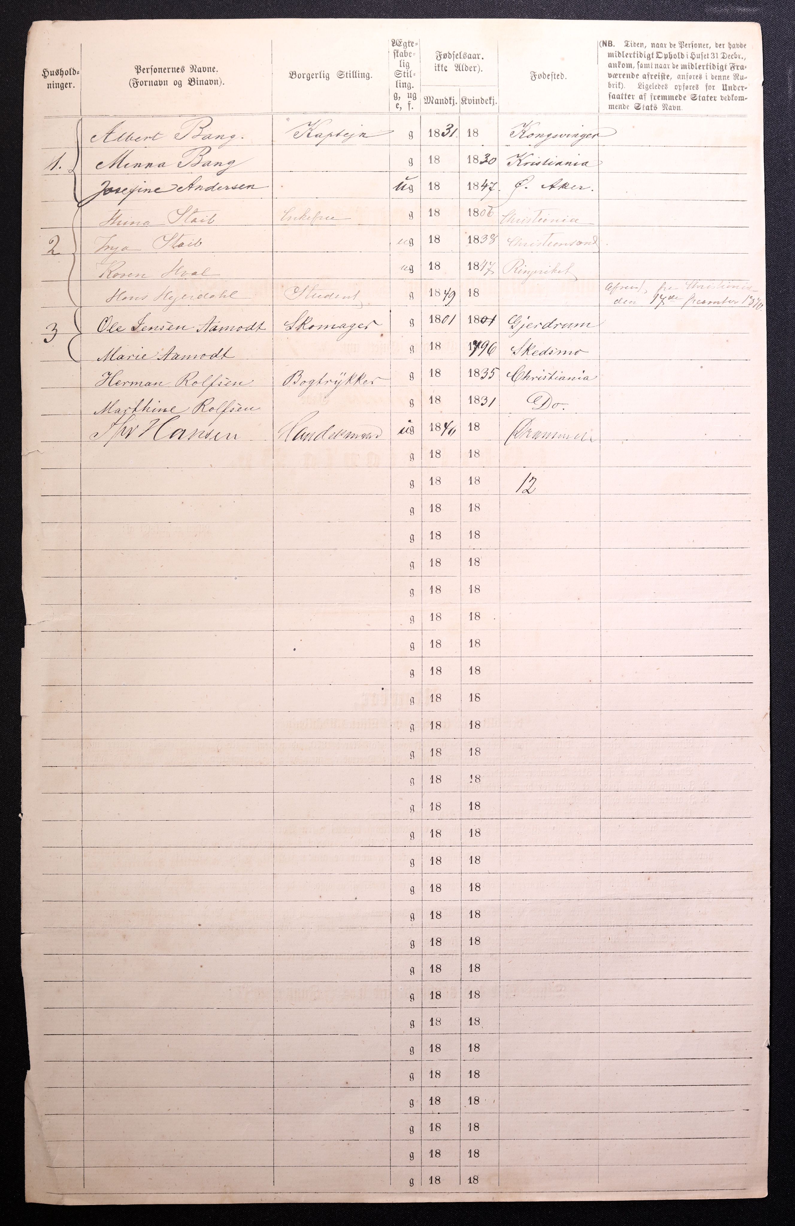 RA, 1870 census for 0301 Kristiania, 1870, p. 2274