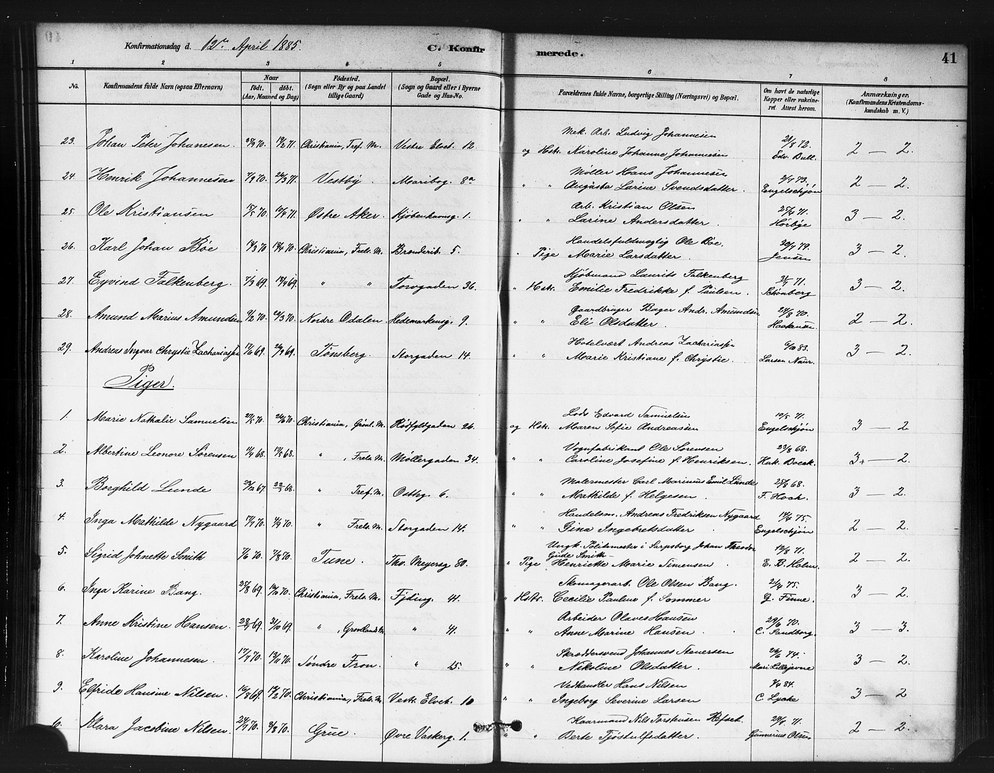 Jakob prestekontor Kirkebøker, AV/SAO-A-10850/F/Fa/L0004: Parish register (official) no. 4, 1880-1894, p. 41