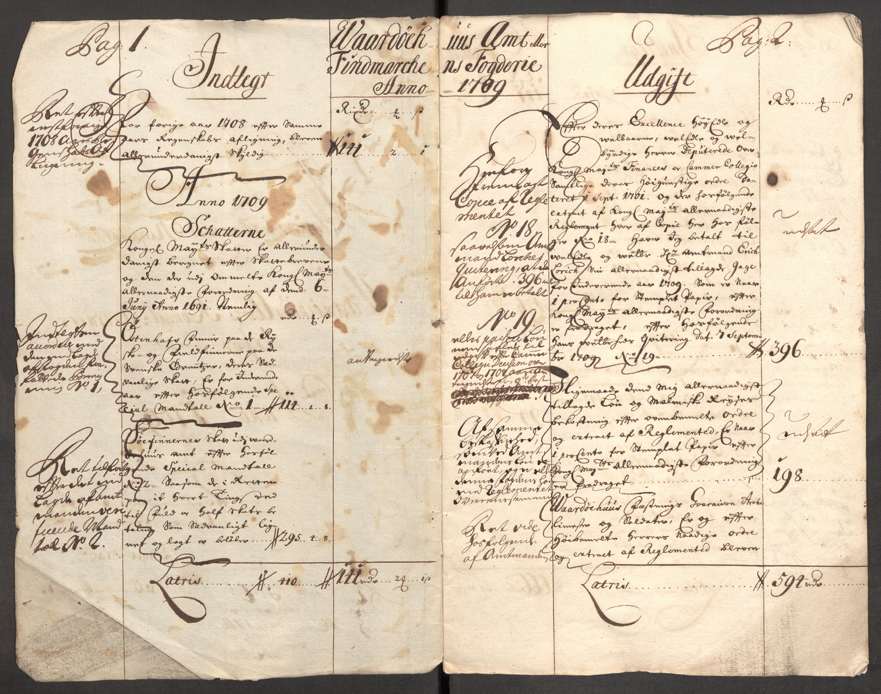 Rentekammeret inntil 1814, Reviderte regnskaper, Fogderegnskap, RA/EA-4092/R69/L4855: Fogderegnskap Finnmark/Vardøhus, 1709-1712, p. 4