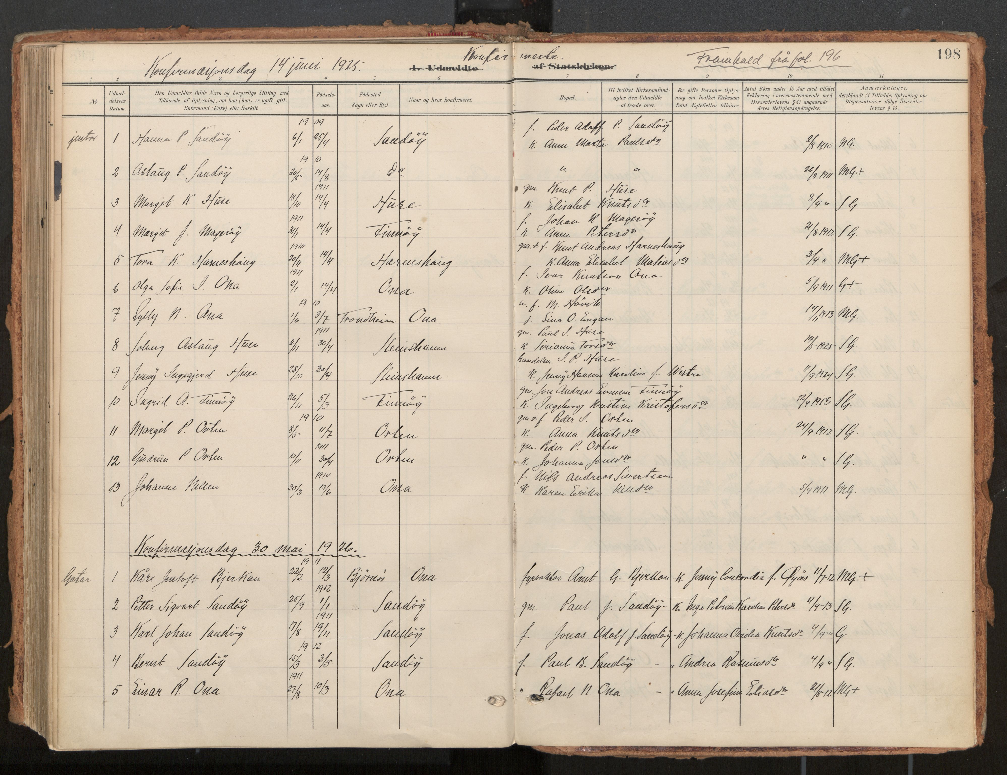 Ministerialprotokoller, klokkerbøker og fødselsregistre - Møre og Romsdal, AV/SAT-A-1454/561/L0730: Parish register (official) no. 561A04, 1901-1929, p. 198