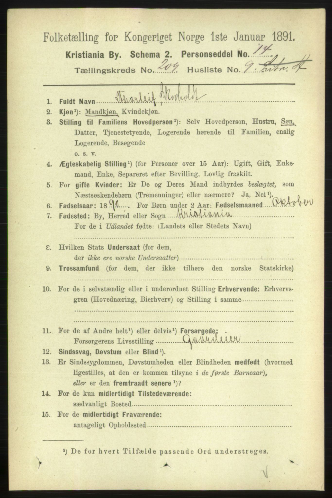 RA, 1891 census for 0301 Kristiania, 1891, p. 125302